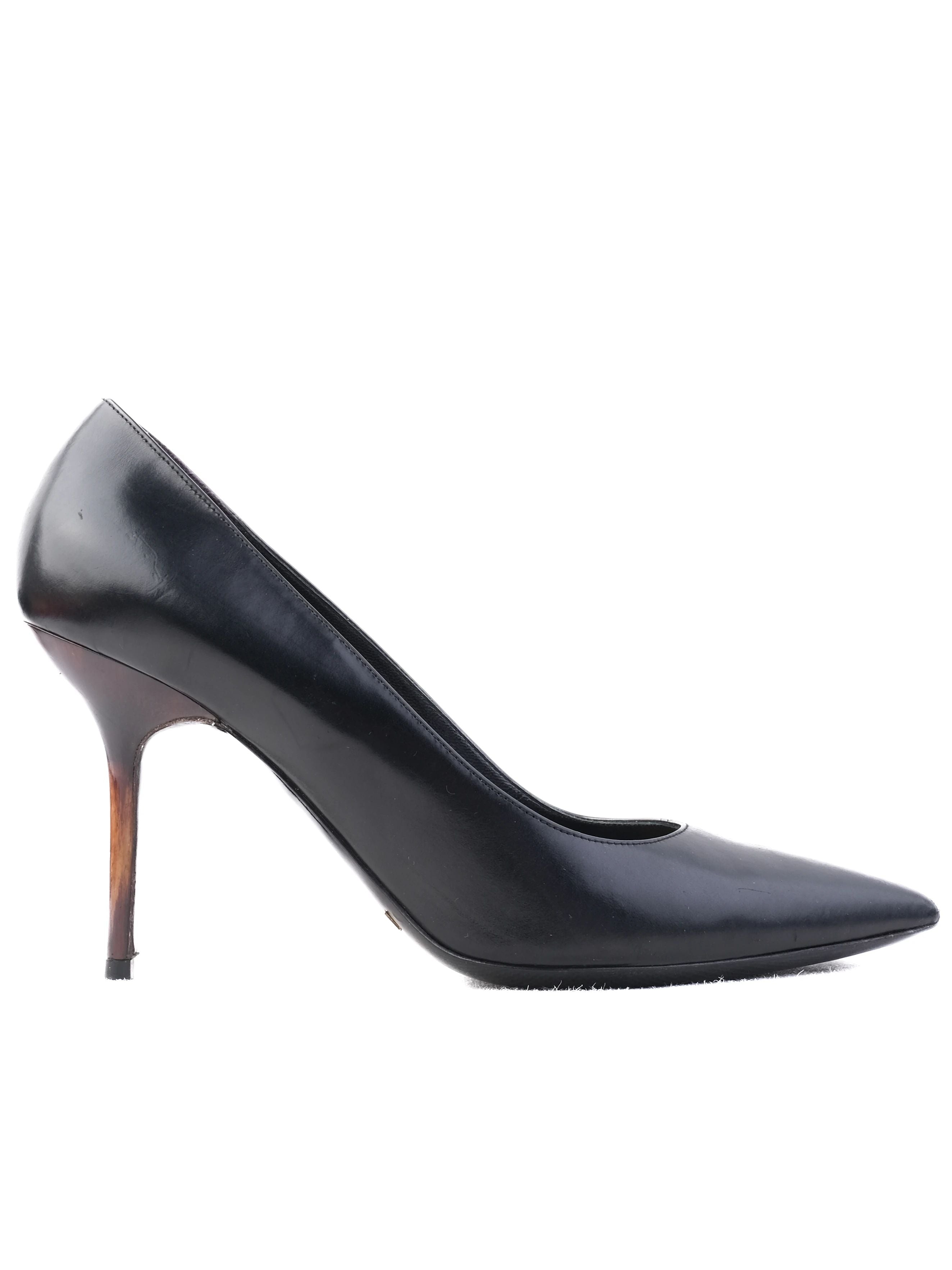 Burberry Black High-Heeled Stiletto Leather Shoe Size 39