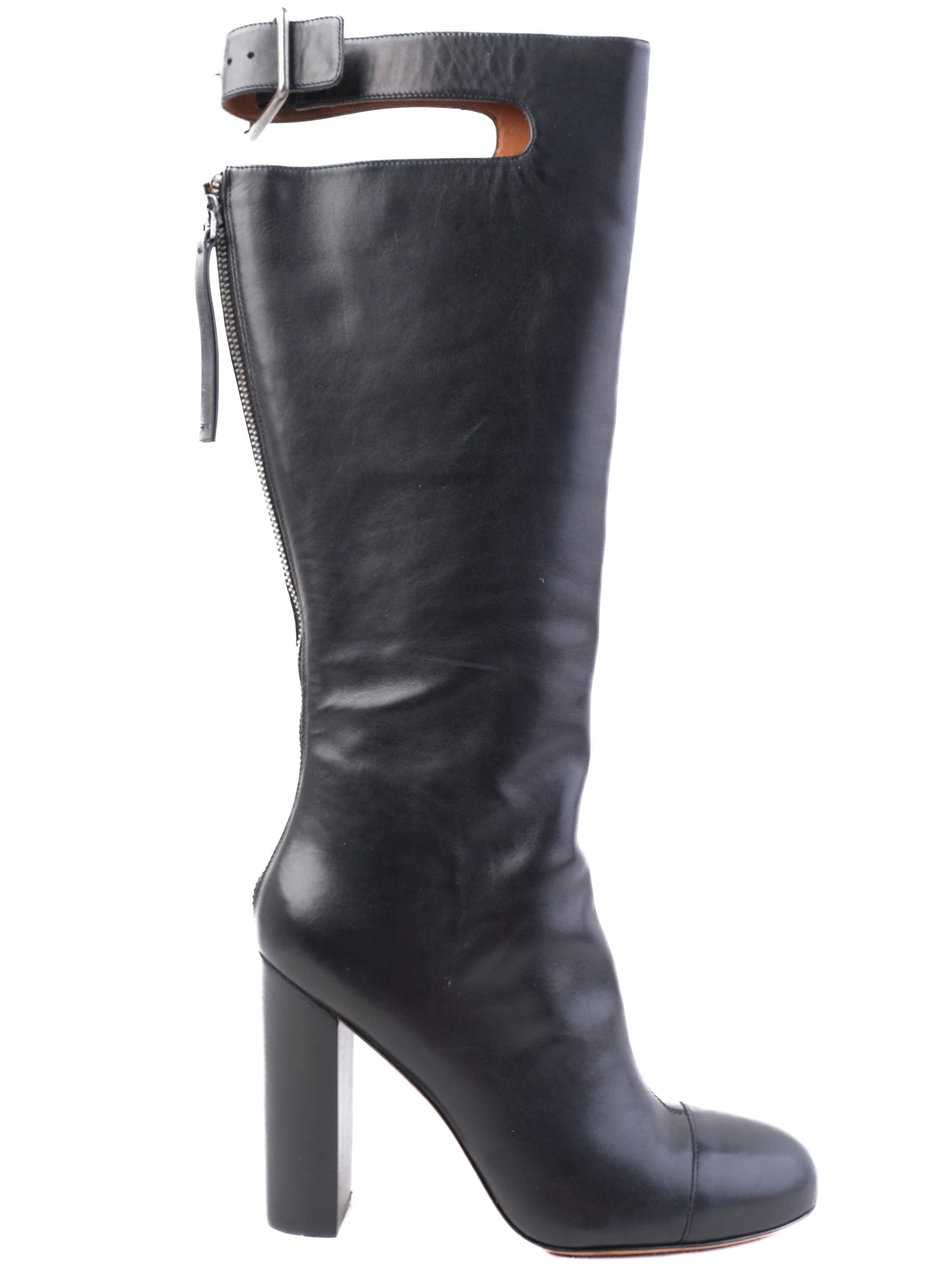 Perfect Marc Jacobs Black Leather Knee-High High-Heeled Boots Size 38