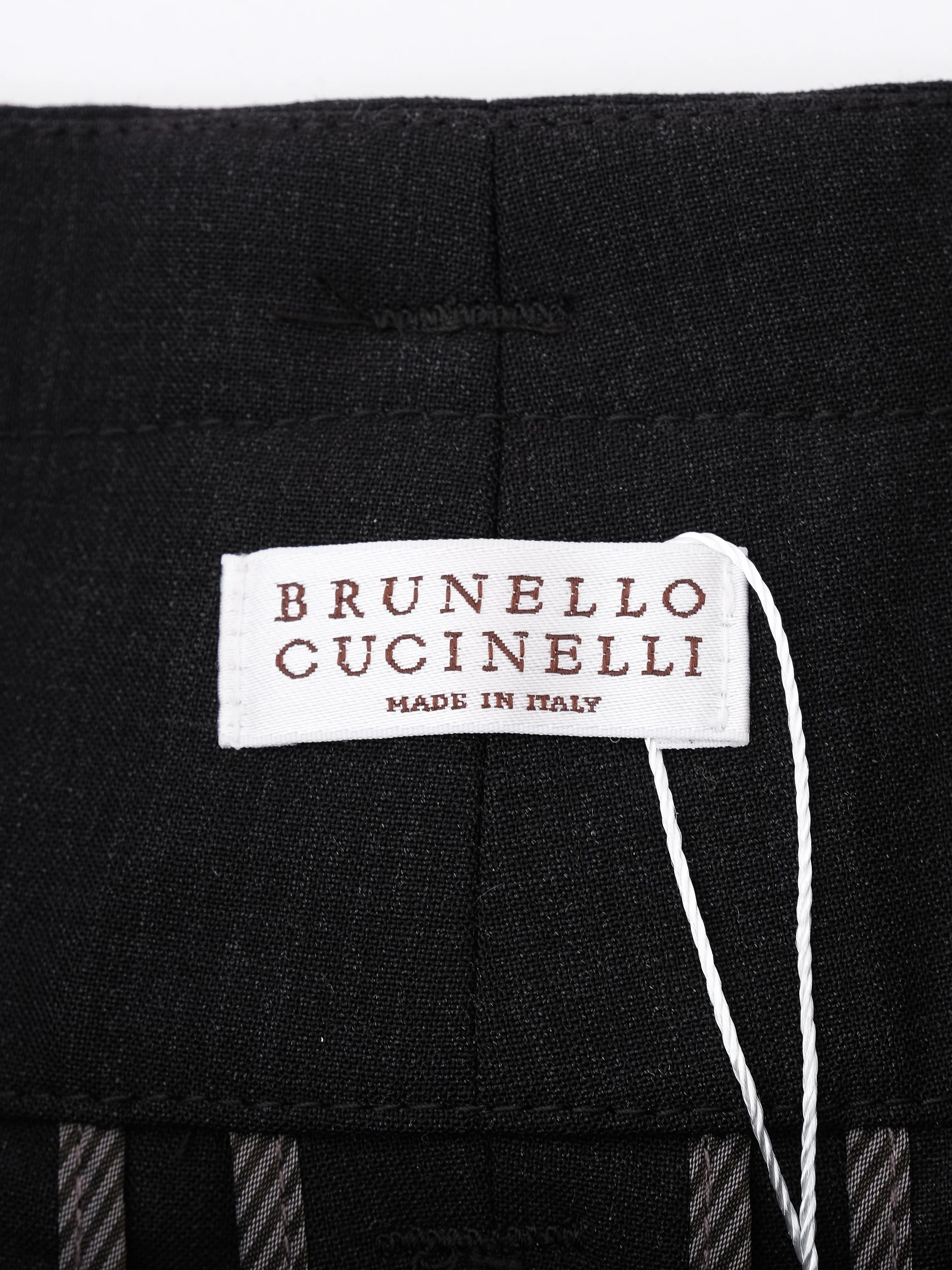 Perfect Brunello Cucinelli Black Wool Pants Size S with Belt
