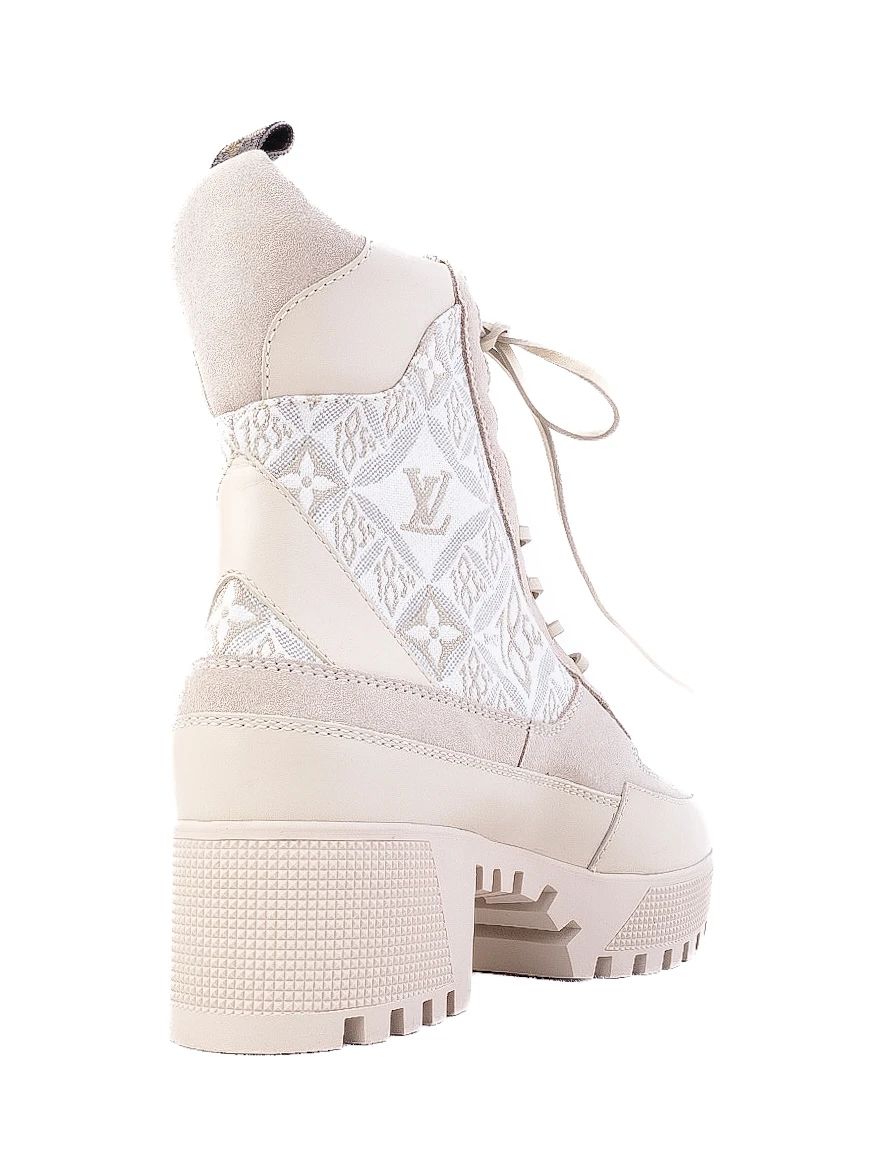 Perfect Louis Vuitton High-Top Boots White Fabric Size 38