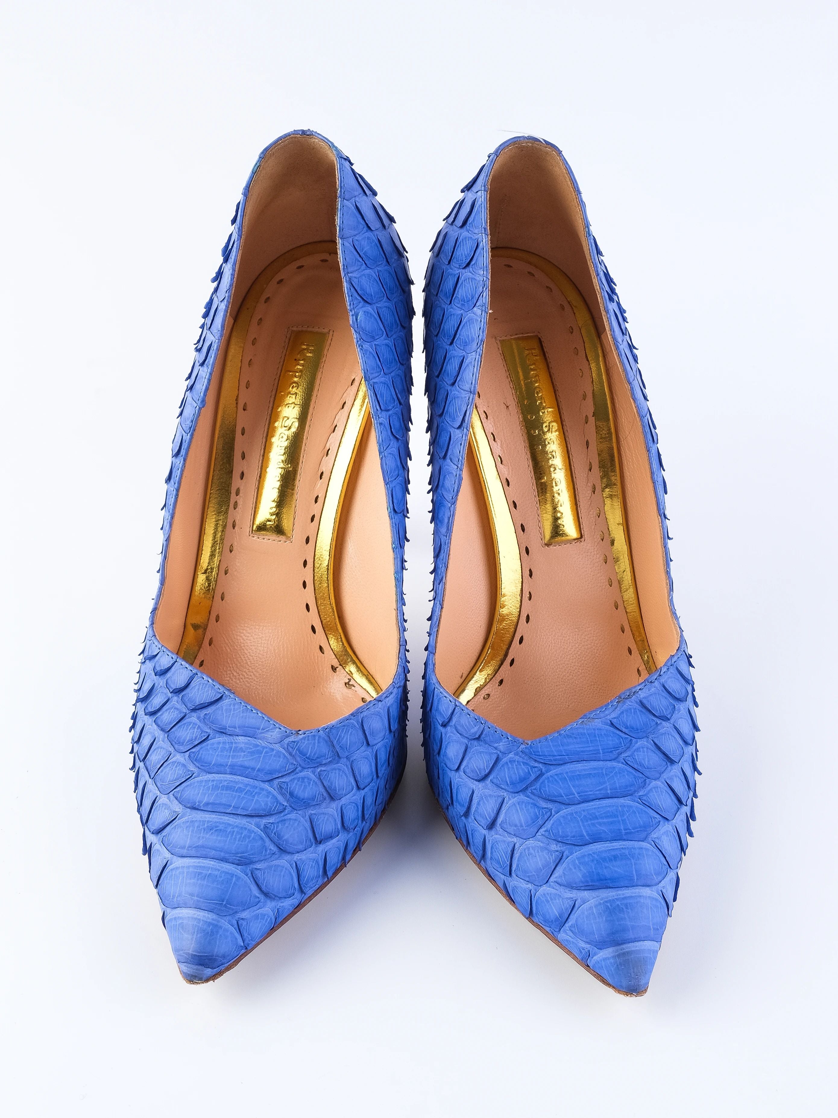 Excellent Rupert Sanderson Blue Leather High-Heeled Shoes Size 39