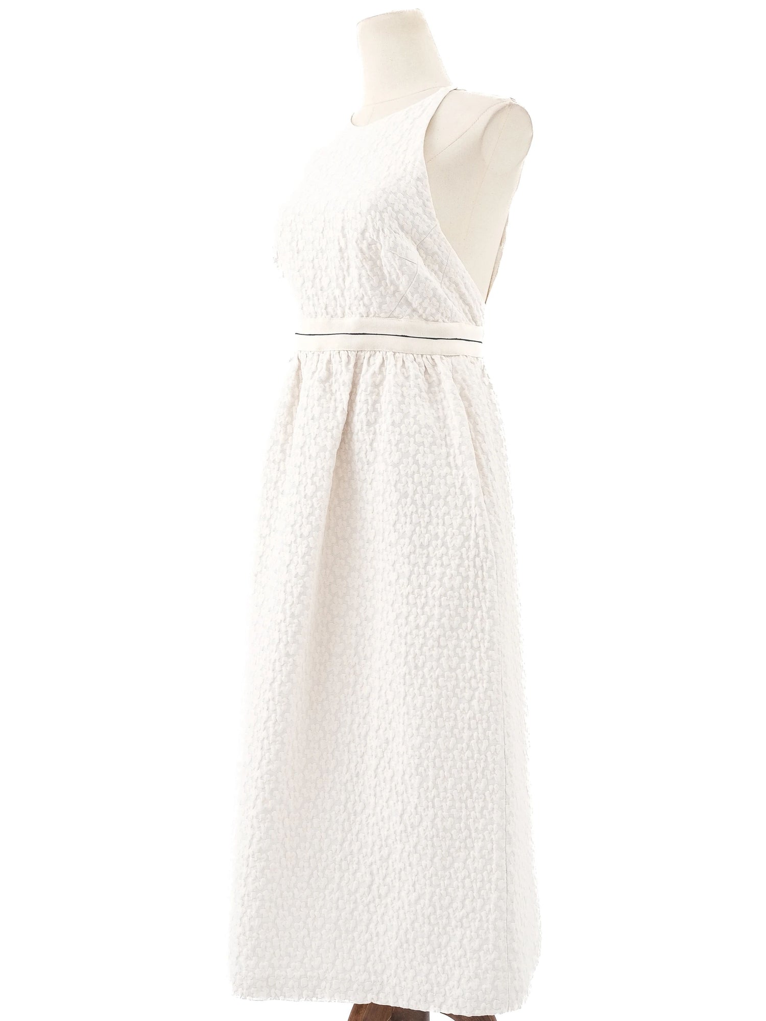 Excellent Tara Jarmon White Viscose Sleeveless Dress Size M