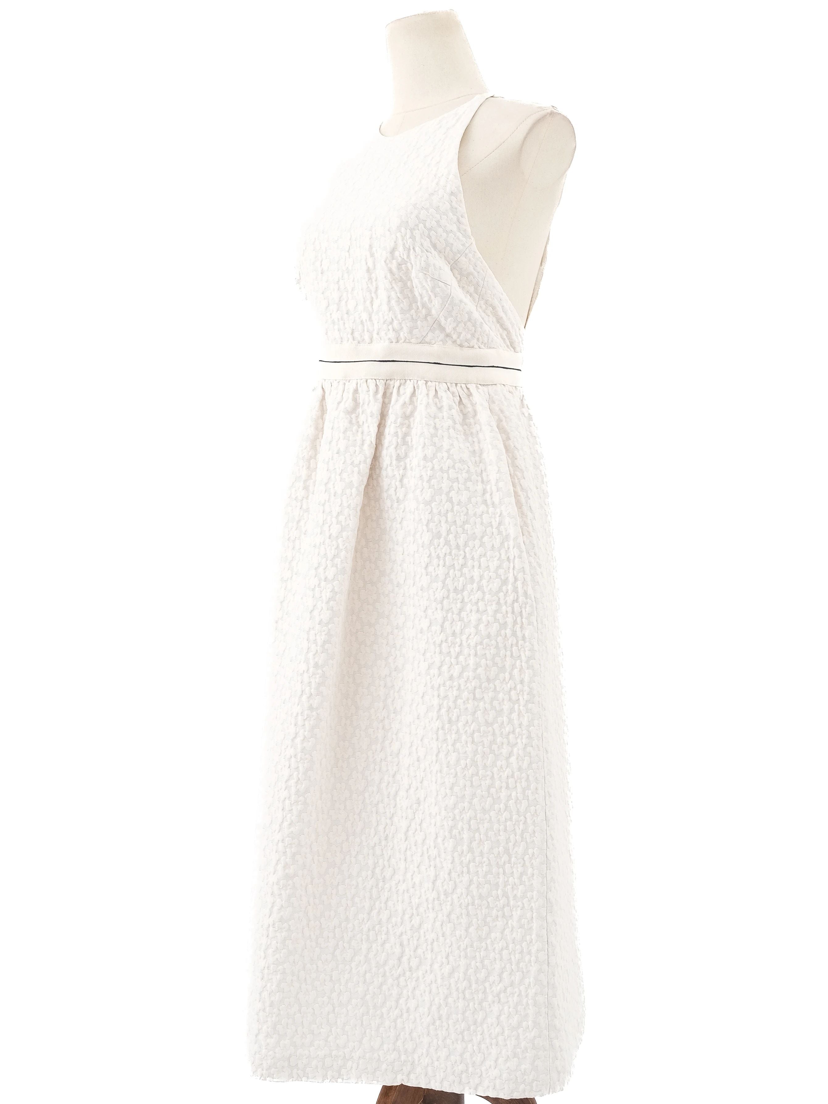 Excellent Tara Jarmon White Viscose Sleeveless Dress Size M