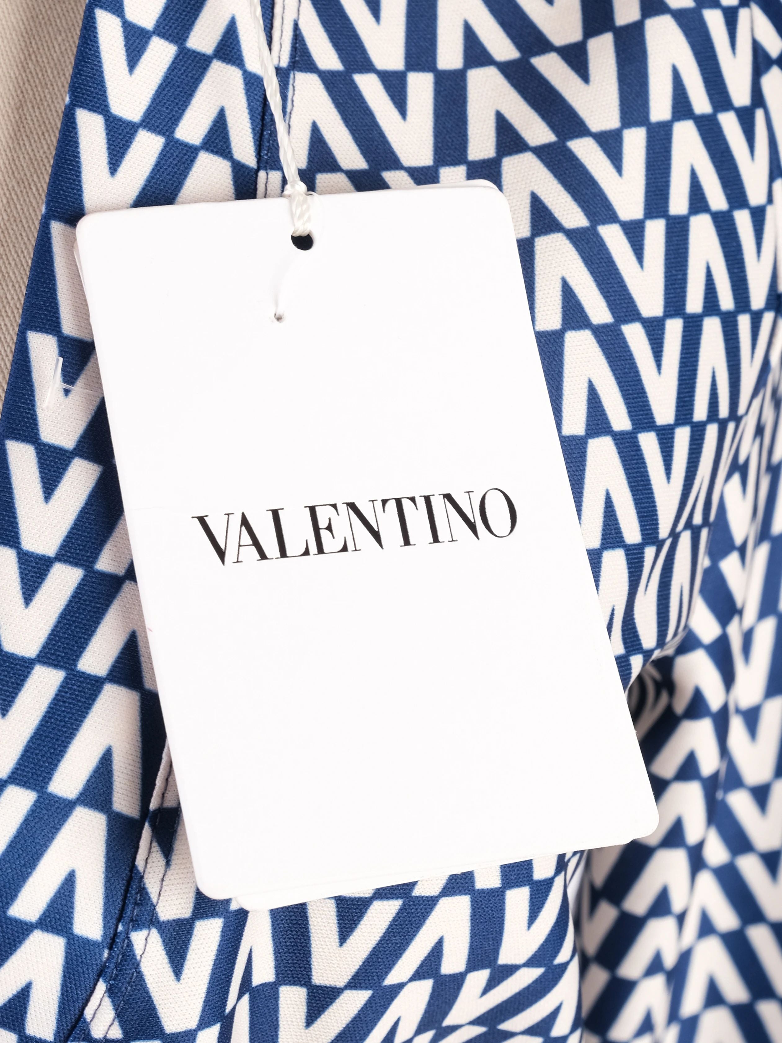 NEW Valentino Geometric Wrap Dress Blue & White Size S
