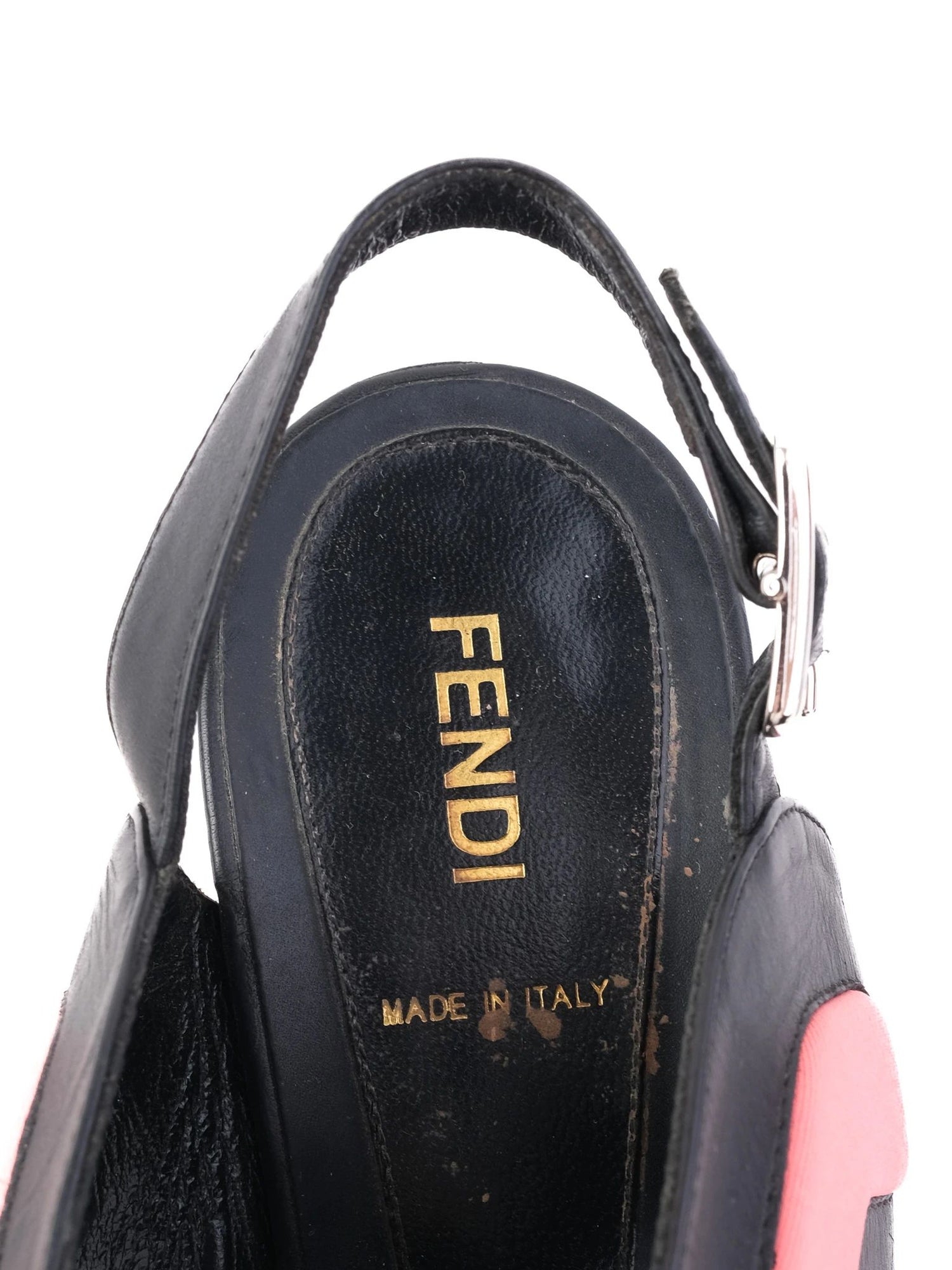 Excellent Fendi High-Heeled Sandals Black Leather Size 39.5