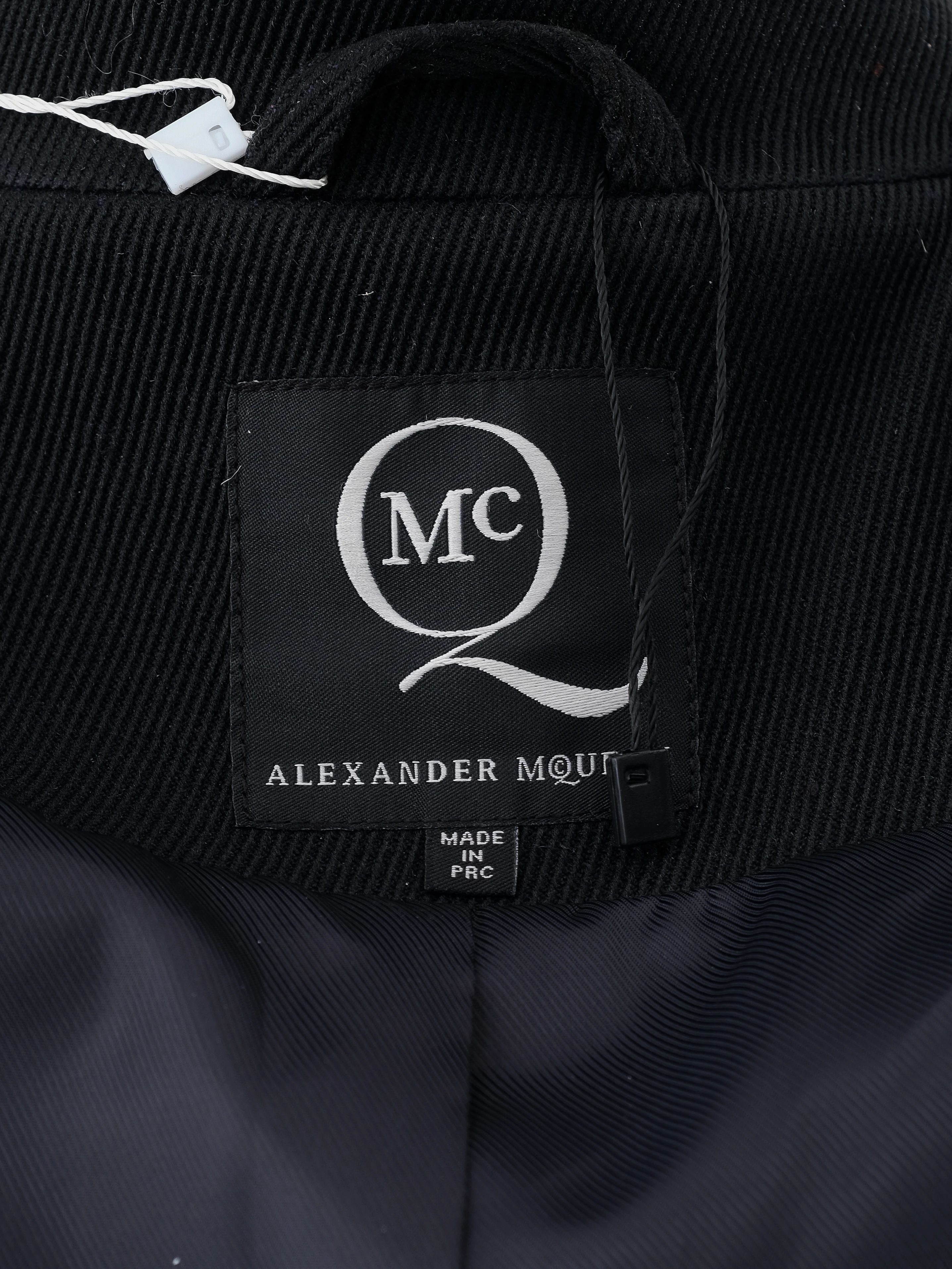 Excellent Alexander McQueen Black Wool Double-Breasted Coat Size M