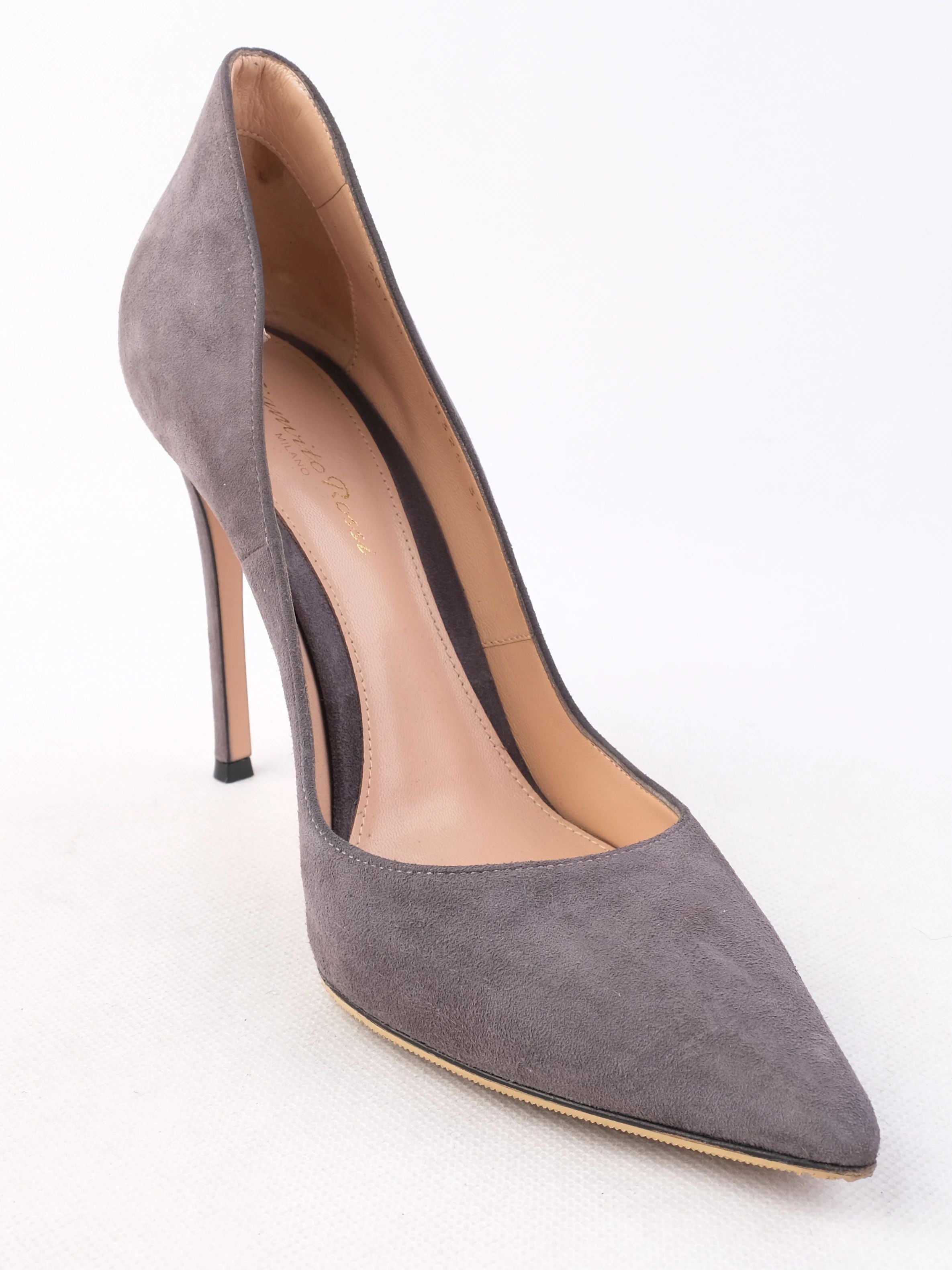 Excellent Gianvito Rossi Gray Leather High-Heeled Shoes Women Size N/A
