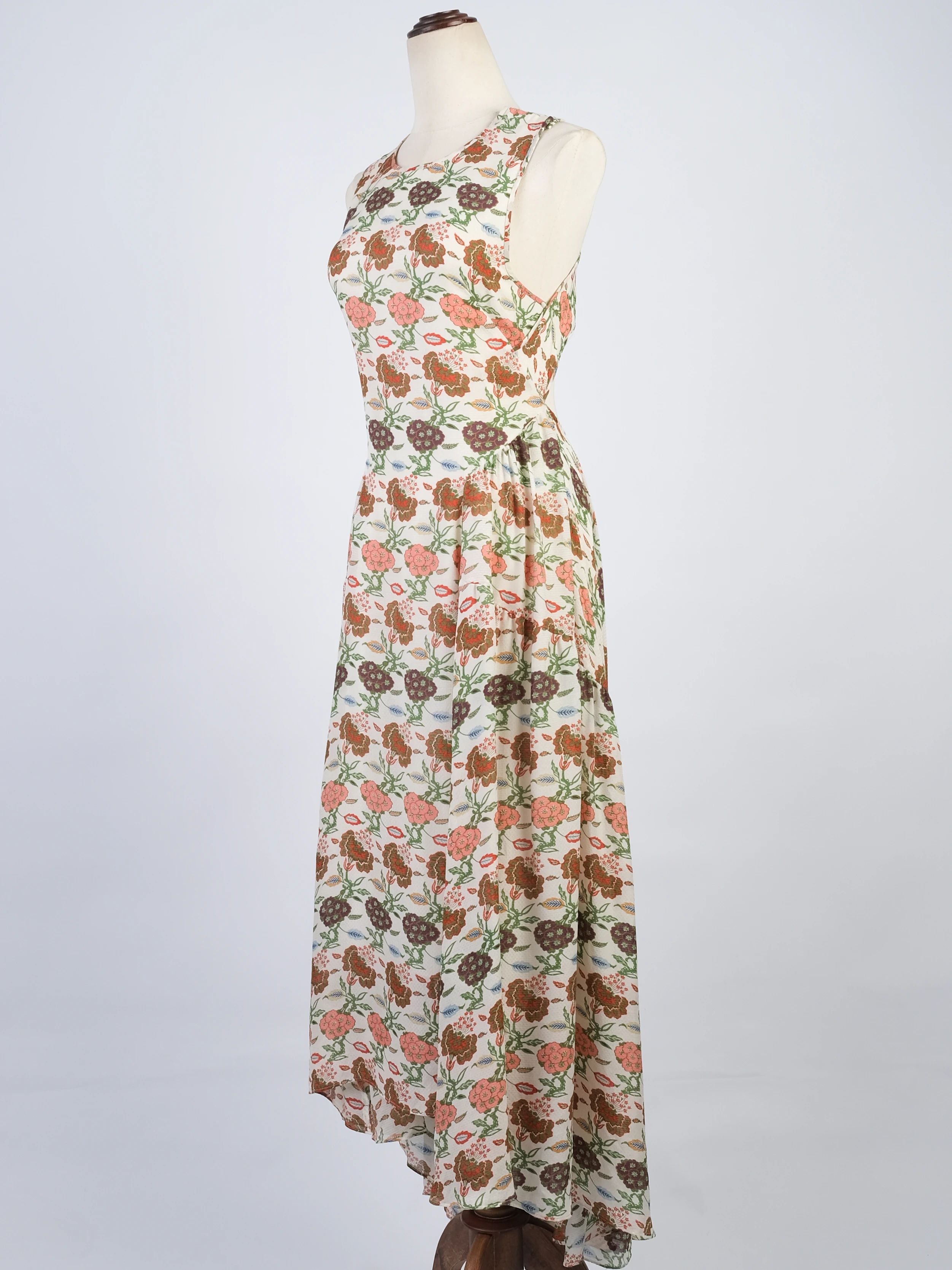 Tory Burch Floral Maxi Dress Silk Sleeveless Size S Excellent