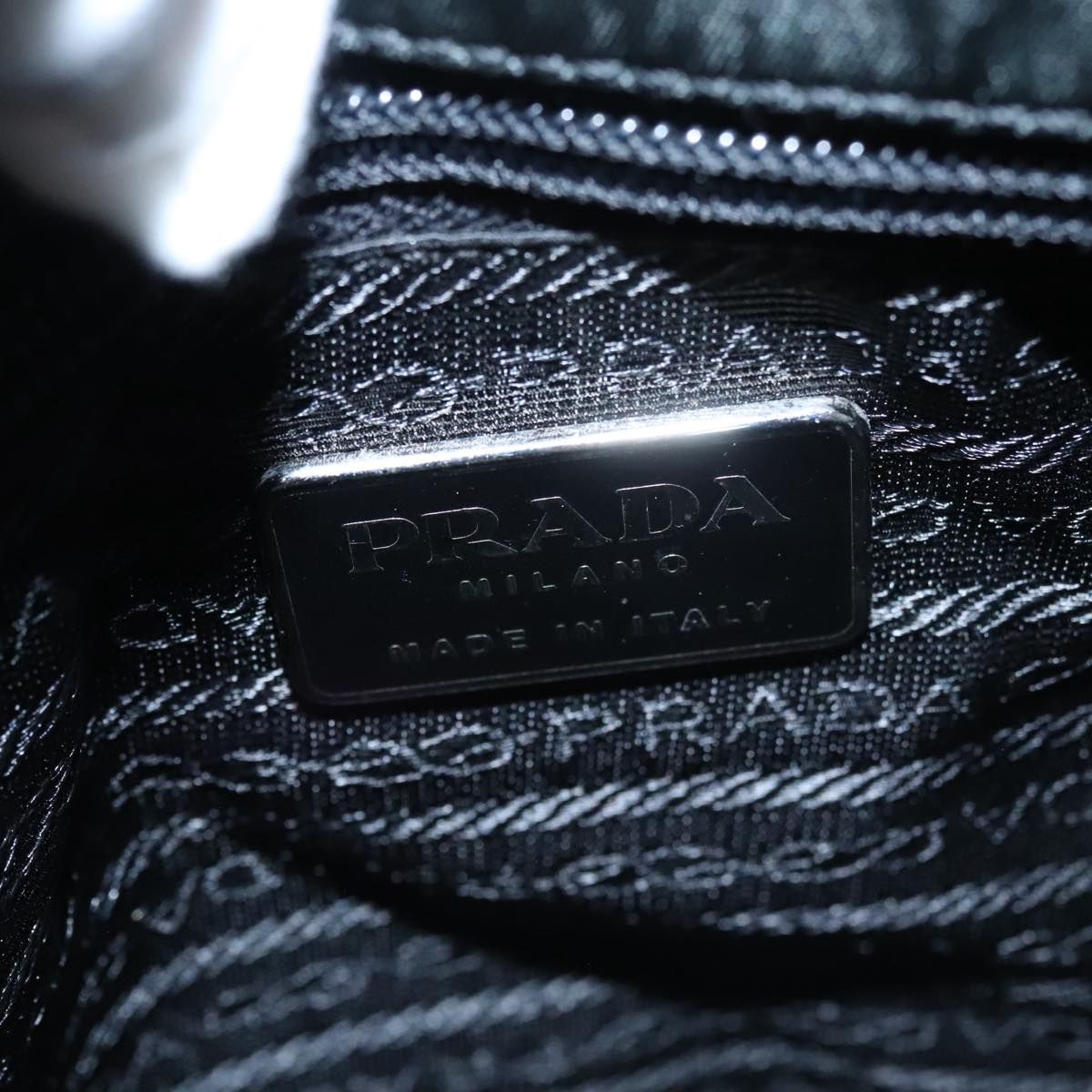 Prada Hand Bag Nylon Green Silver Auth