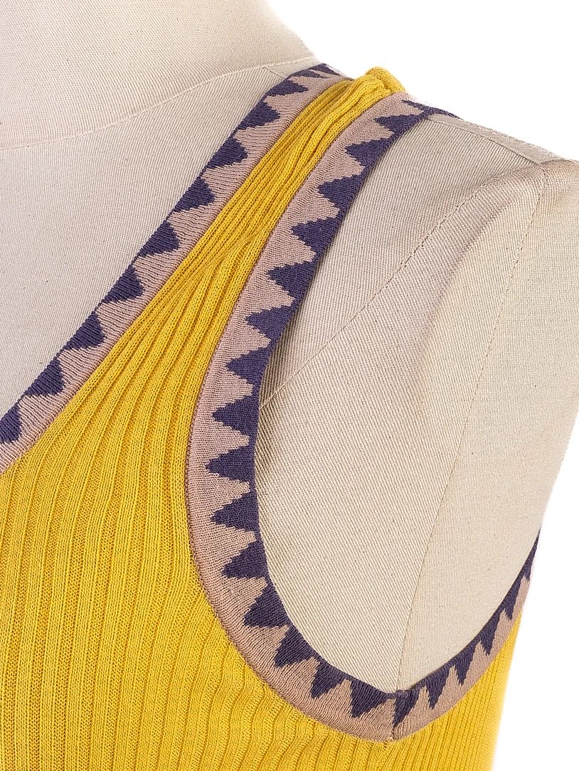 Excellent Etro Yellow Cotton Ribbed Sleeveless Top Size M