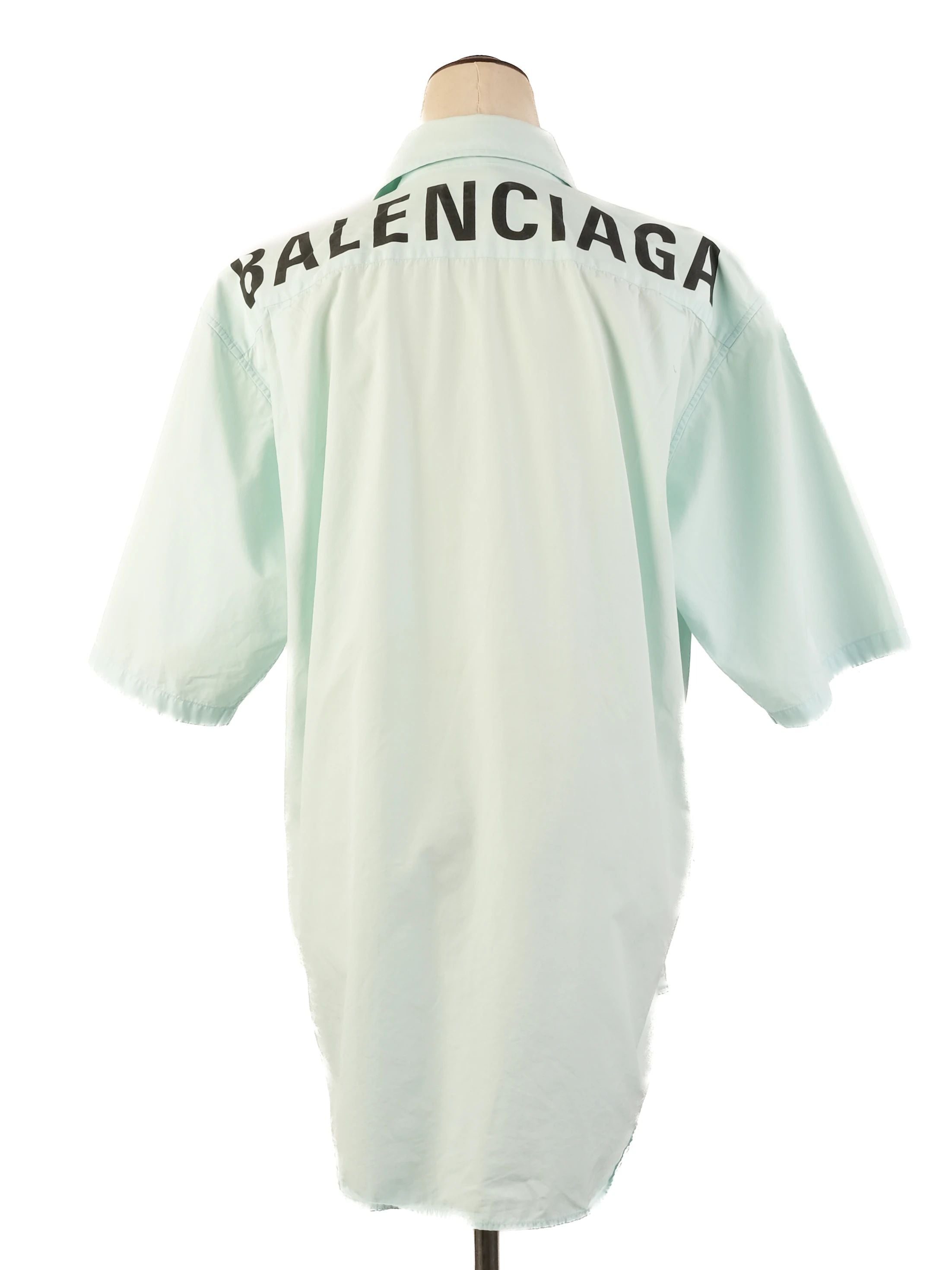 Excellent Balenciaga Blue Cotton Shirt Size M Oversized Fit