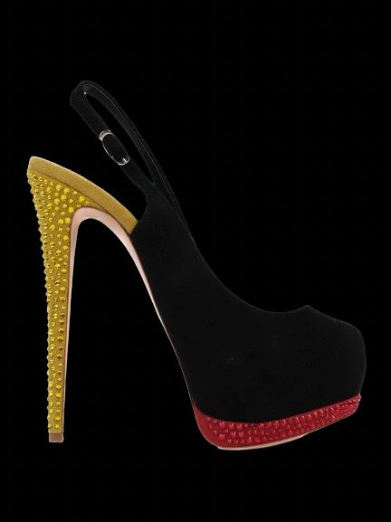 Perfect Giuseppe Zanotti Black Leather Slingback Heels Size 39