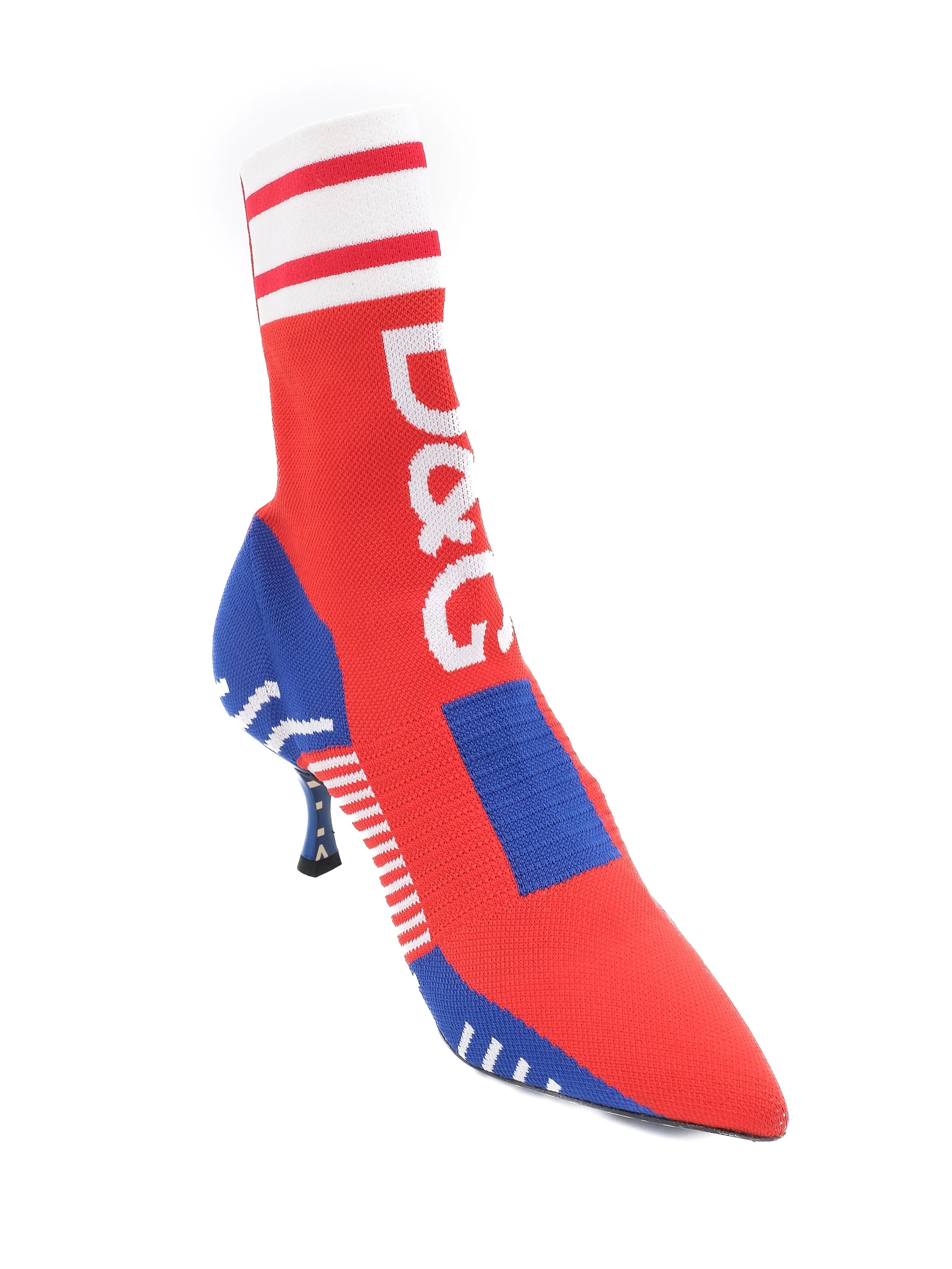 Dolce Gabbana Excellent Condition Sporty Sock Boots Red Blue White