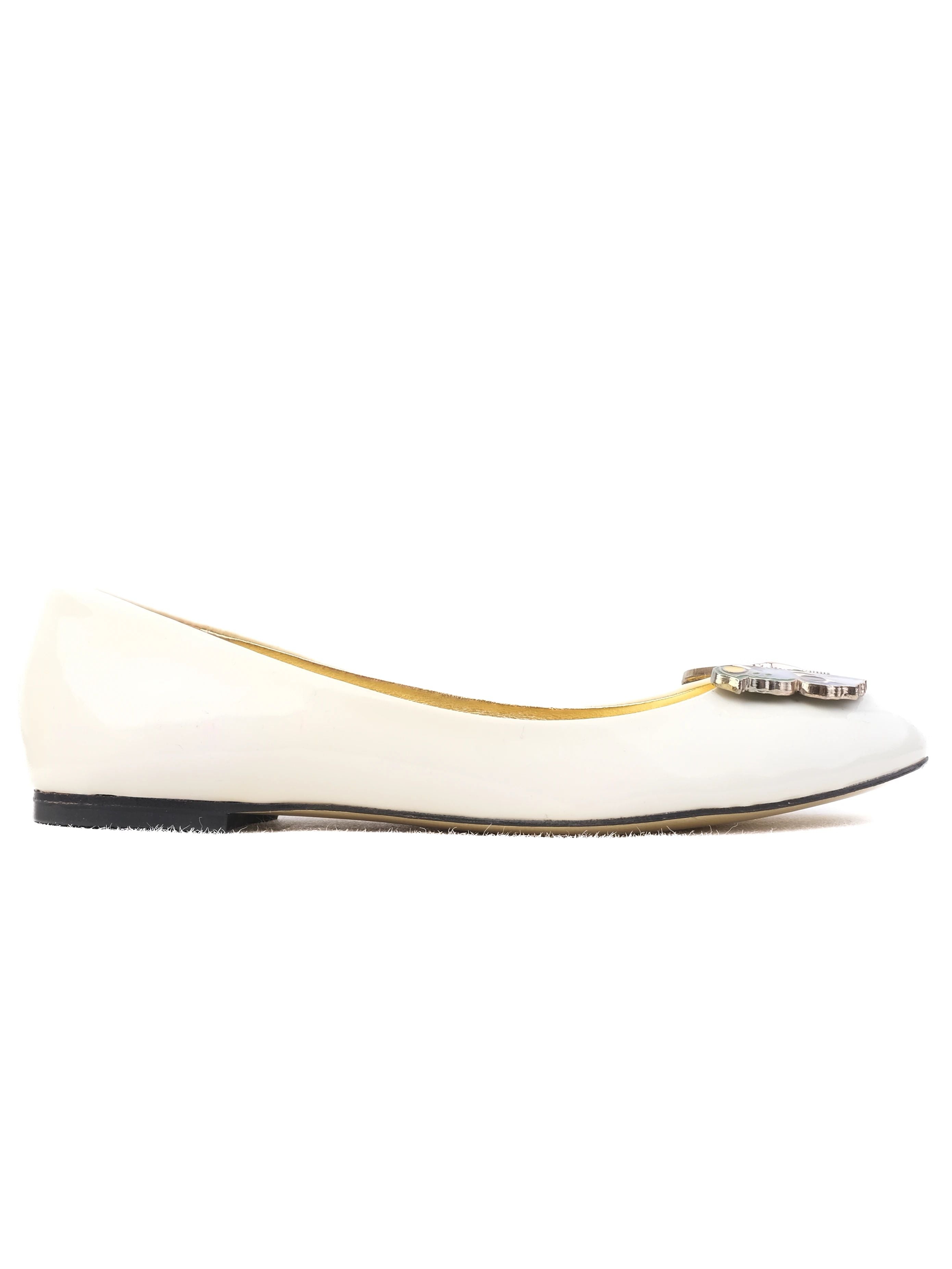 Excellent Versace for H&M White Leather Ballet Flats Size 38