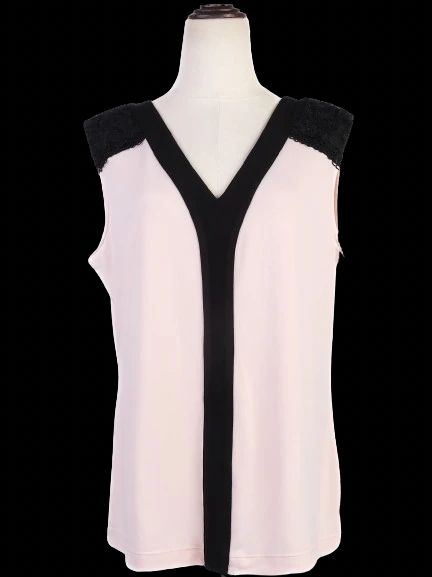 Excellent Karl Lagerfeld Pink Sleeveless Top Size M with Lace Details