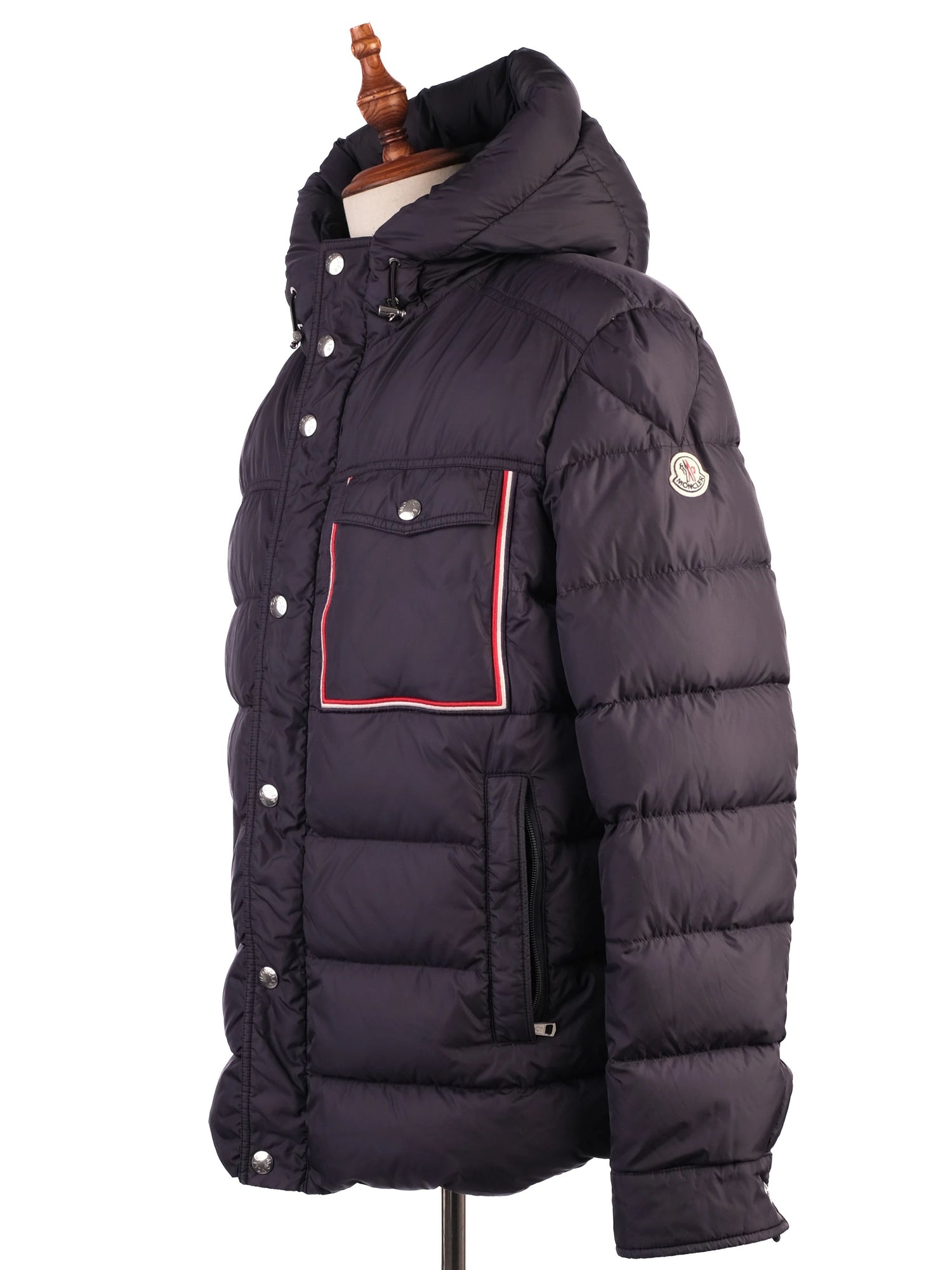 Excellent Moncler Blue Nylon Puffer Jacket with Hood Size M