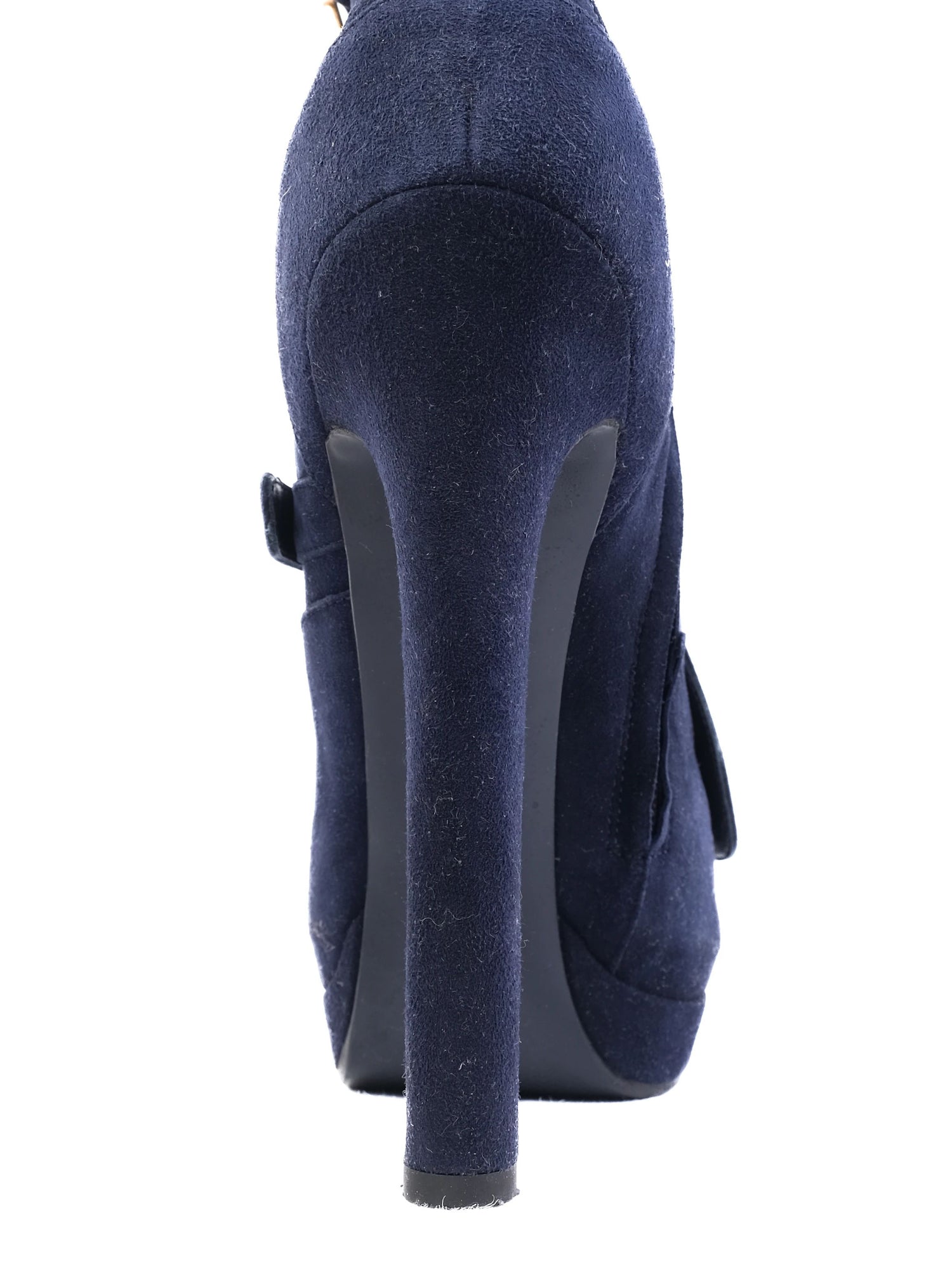 Excellent Alexander McQueen Blue Leather High-Heeled Ankle Boots Size 41