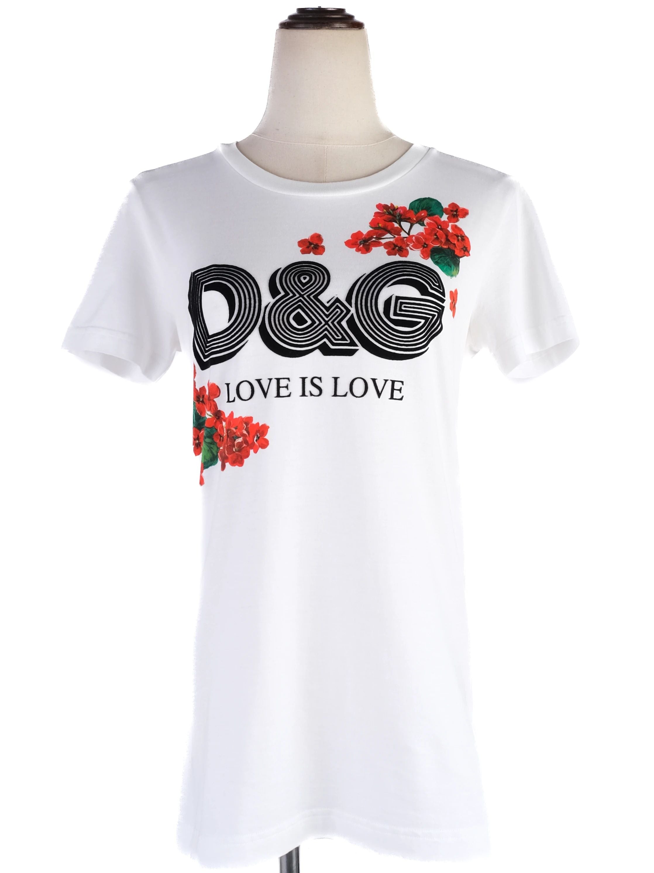 Excellent Dolce Gabbana White T-Shirt D&G LOVE IS LOVE Size M