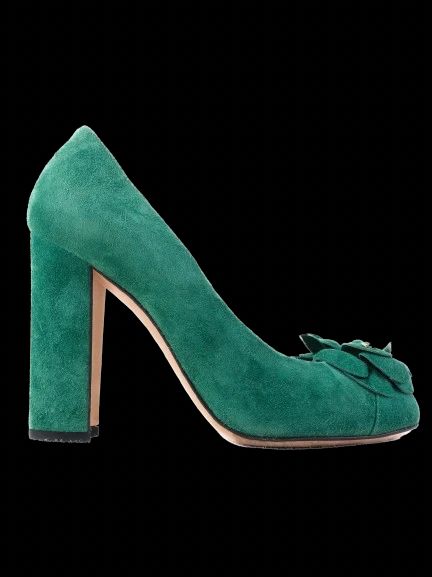 EXCELLENT Chanel Green Suede Leather High-Heeled Shoes Size 37