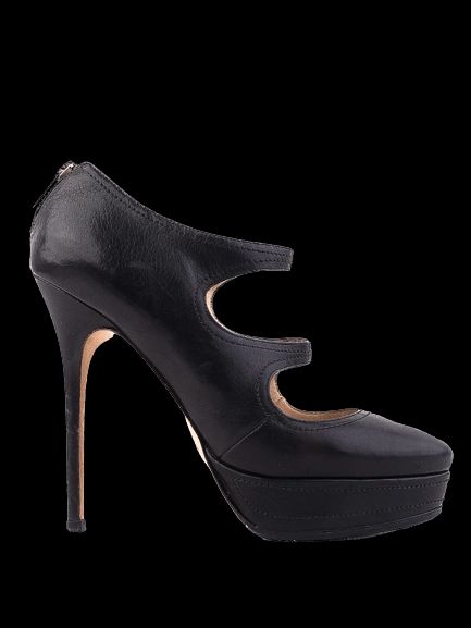 Average Jimmy Choo Black Leather High-Heeled Shoes Size 37.5