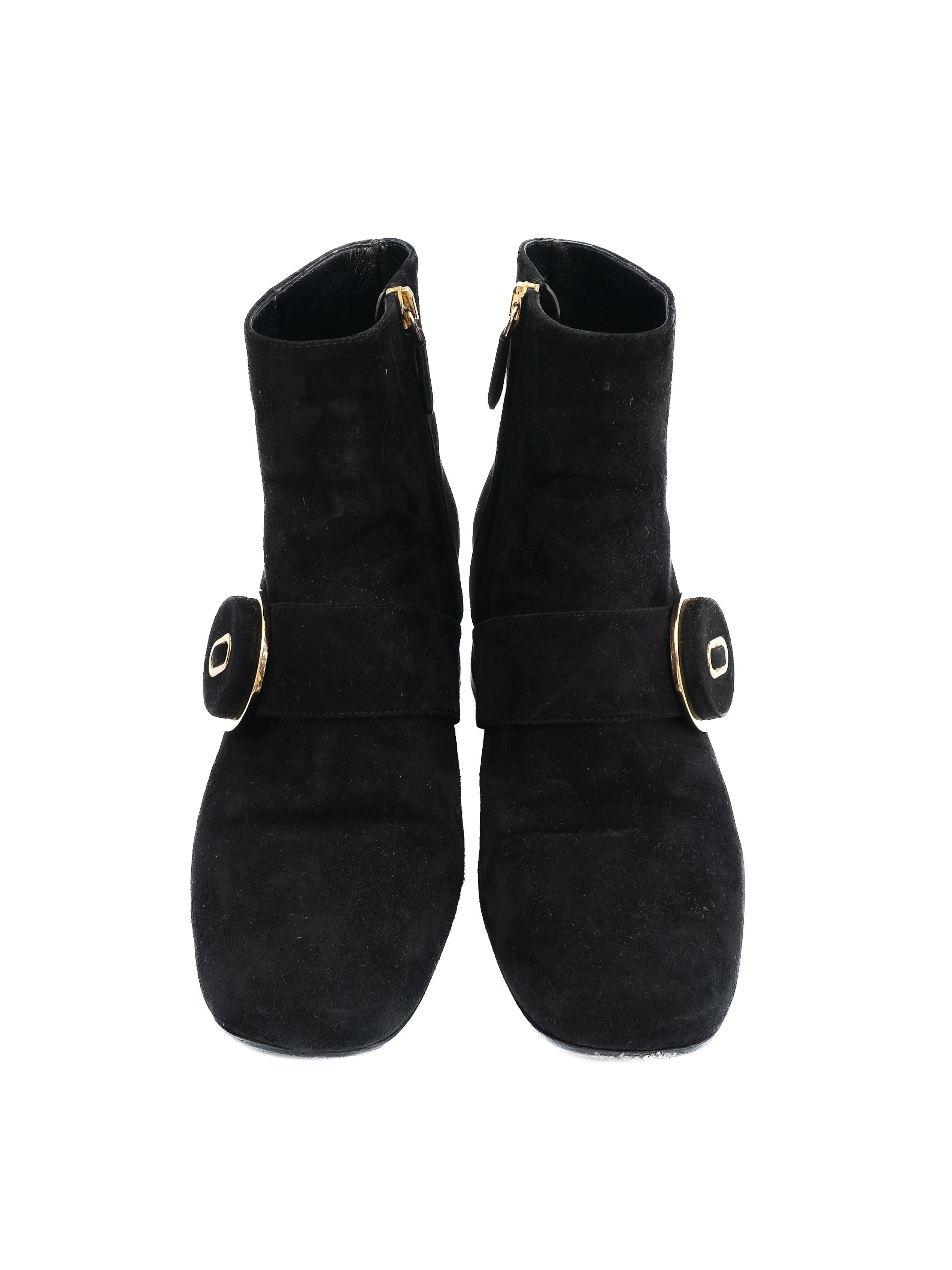 Excellent Prada Black Genuine Suede Ankle Boots Size 36.5