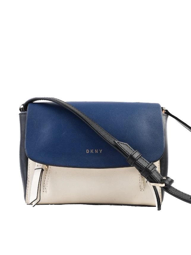 Excellent DKNY Crossbody Bag Navy Blue White Black Genuine Leather