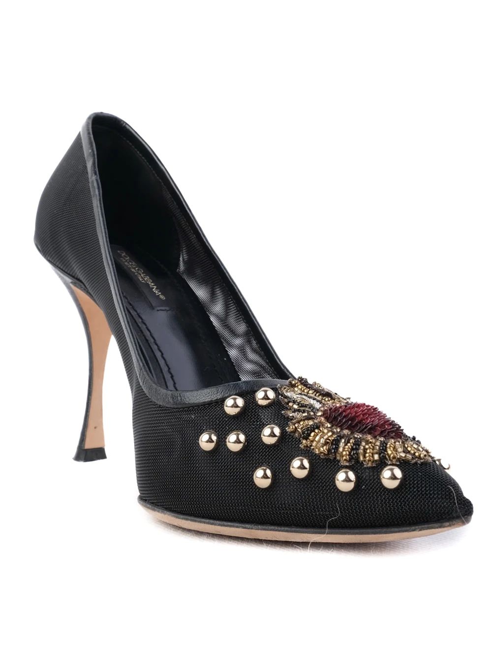 Excellent Dolce Gabbana Black High Heeled Shoes with Embellishments