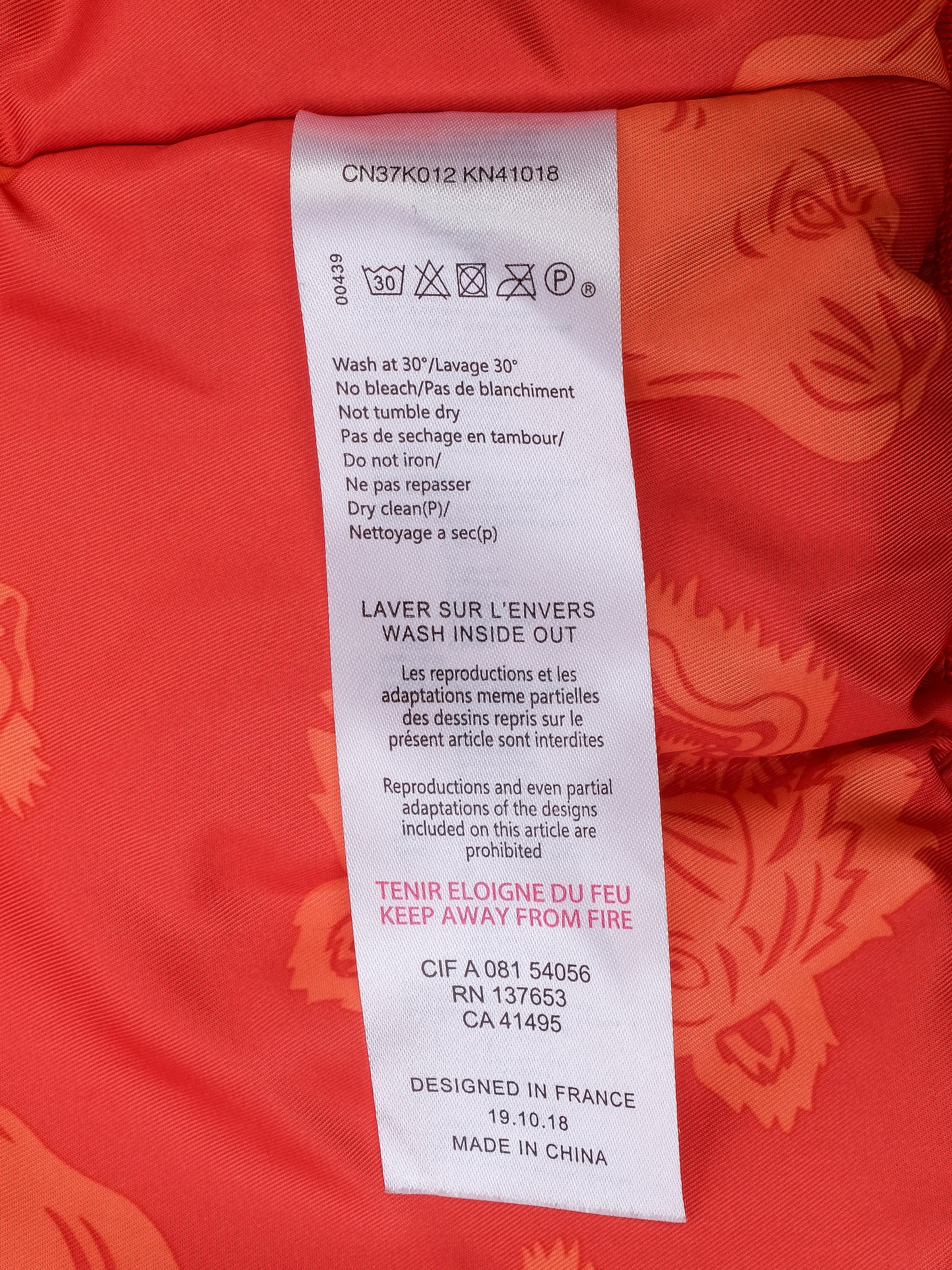 Excellent Kenzo Kids Orange Polyester Jacket Size 14 with Text