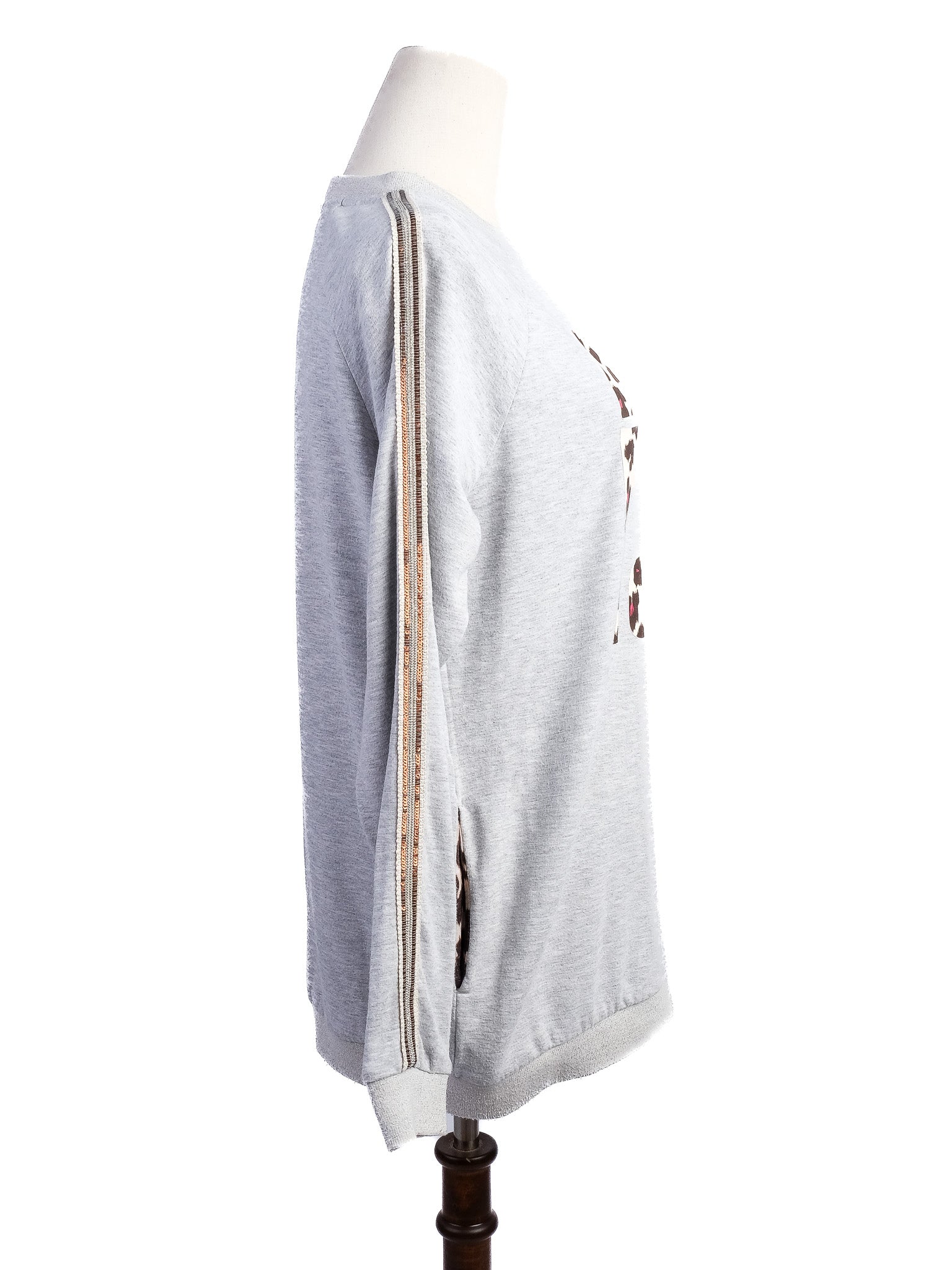 Excellent Liu Jo Gray Sweatshirt Leopard Print Pants Set XS