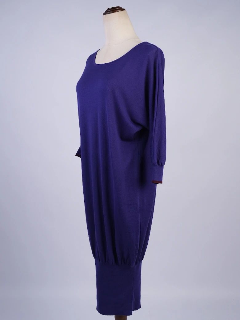 Excellent Emilio Pucci Purple Wool Dress Size L Long Sleeve