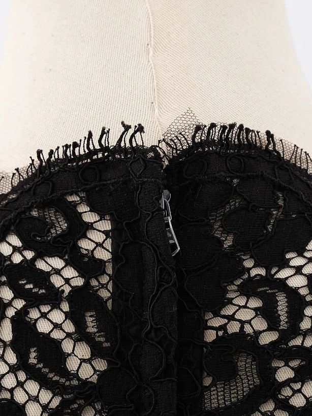 Perfect Dolce Gabbana Black Lace Dress Size L Floral Design