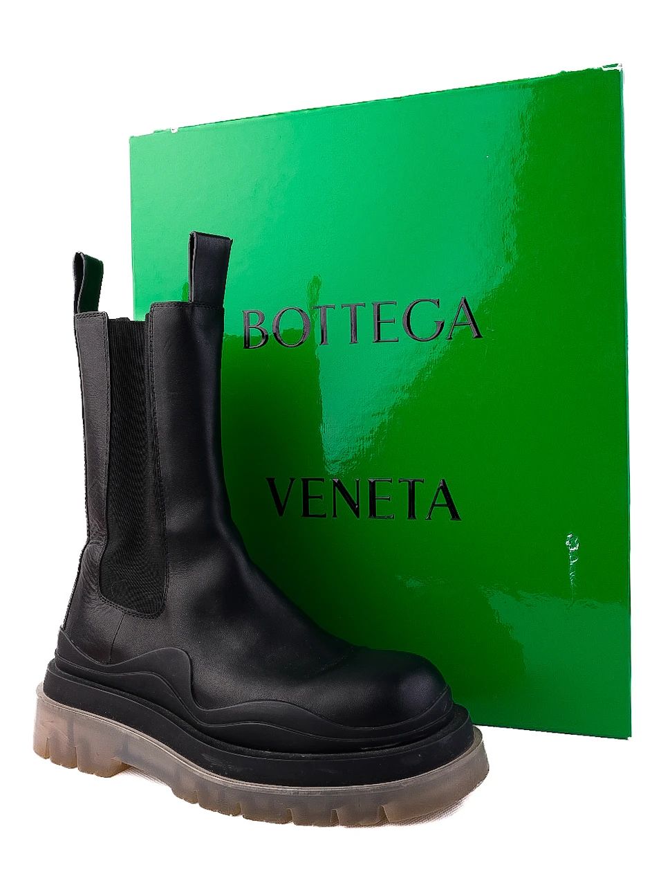 Excellent Bottega Veneta Black Leather Chelsea Boots Size 38