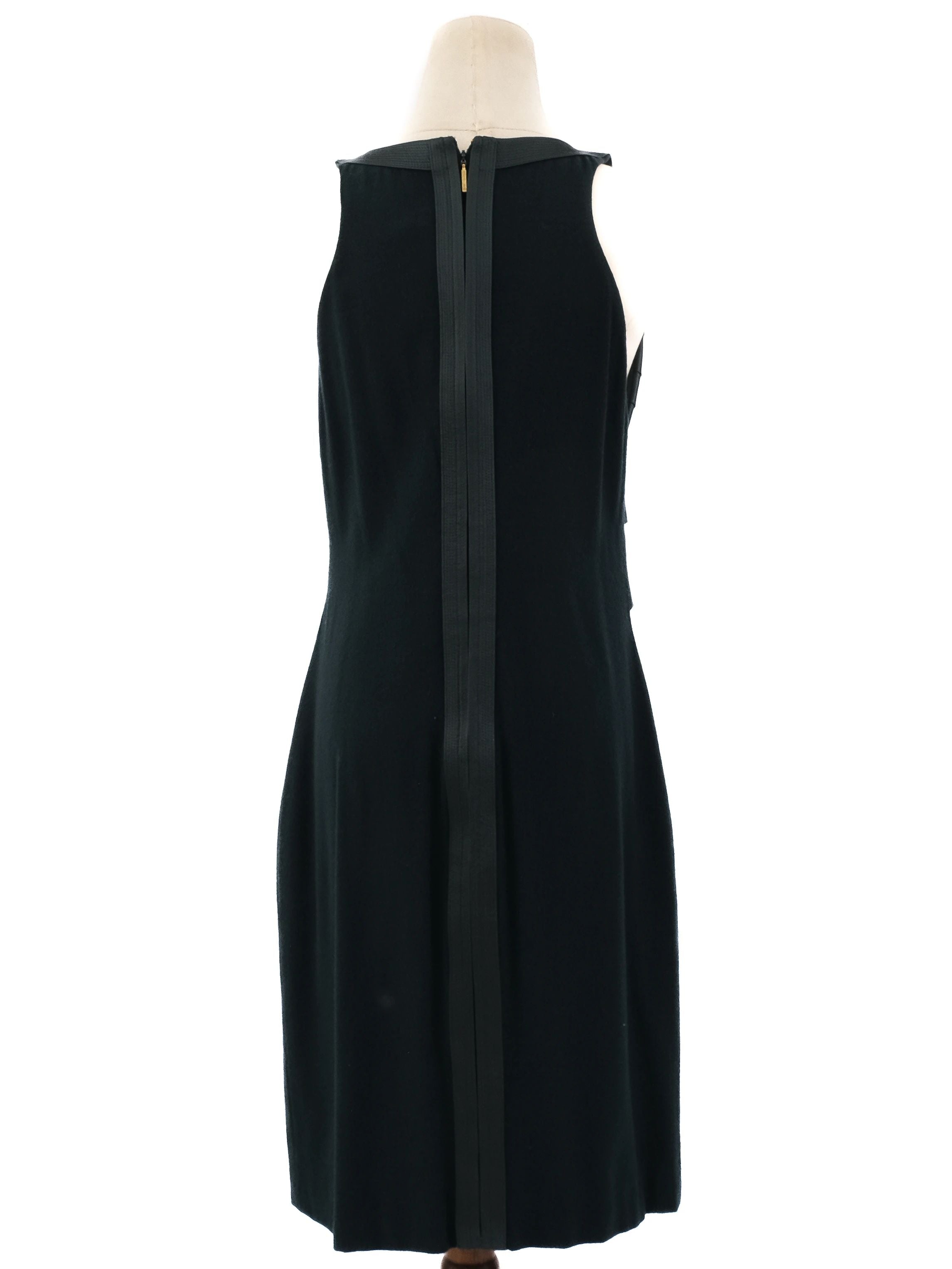 Excellent Roberto Cavalli Green Silk Dress Size L Deep V-Neck Sleeveless
