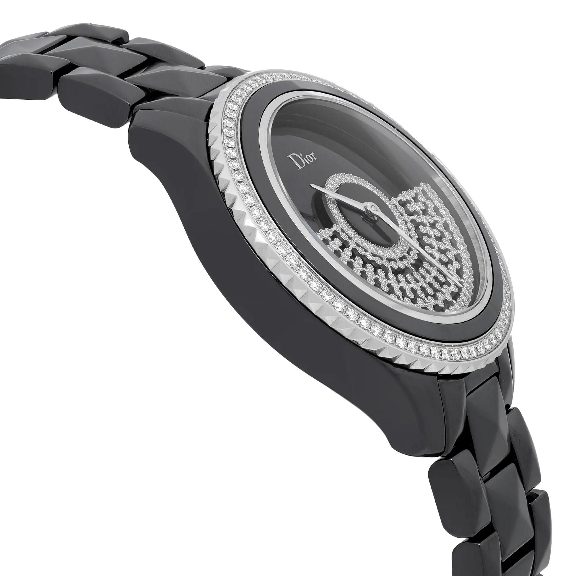 Christian Dior VIII Grand Bal 38mm Ceramic Diamond Black Dial Watch CD124BE3C001