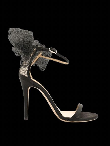 Excellent Valentino Black High-Heeled Sandals Size 36 with Bow