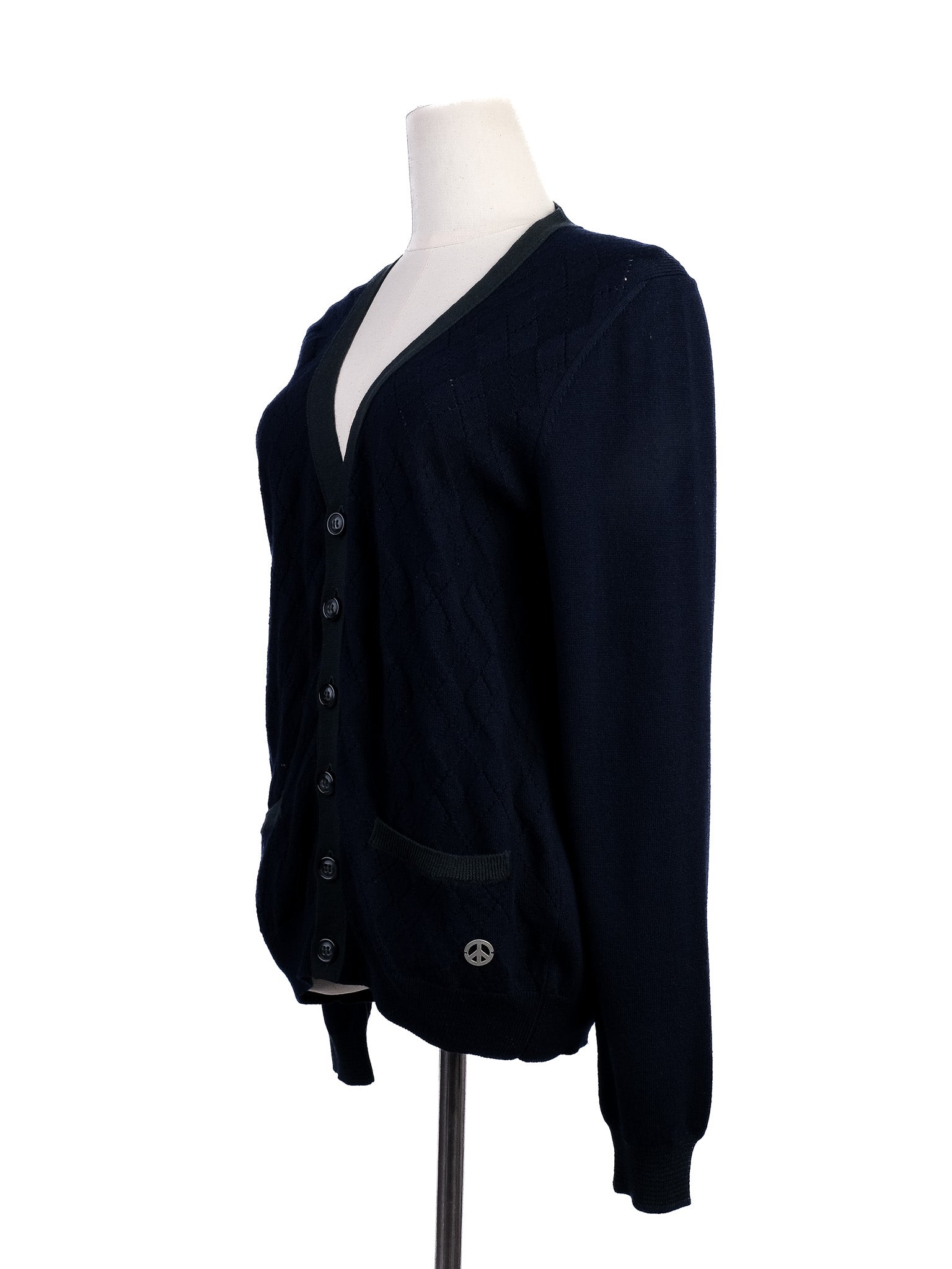 Excellent Love Moschino Navy Blue Wool Cardigan Size S