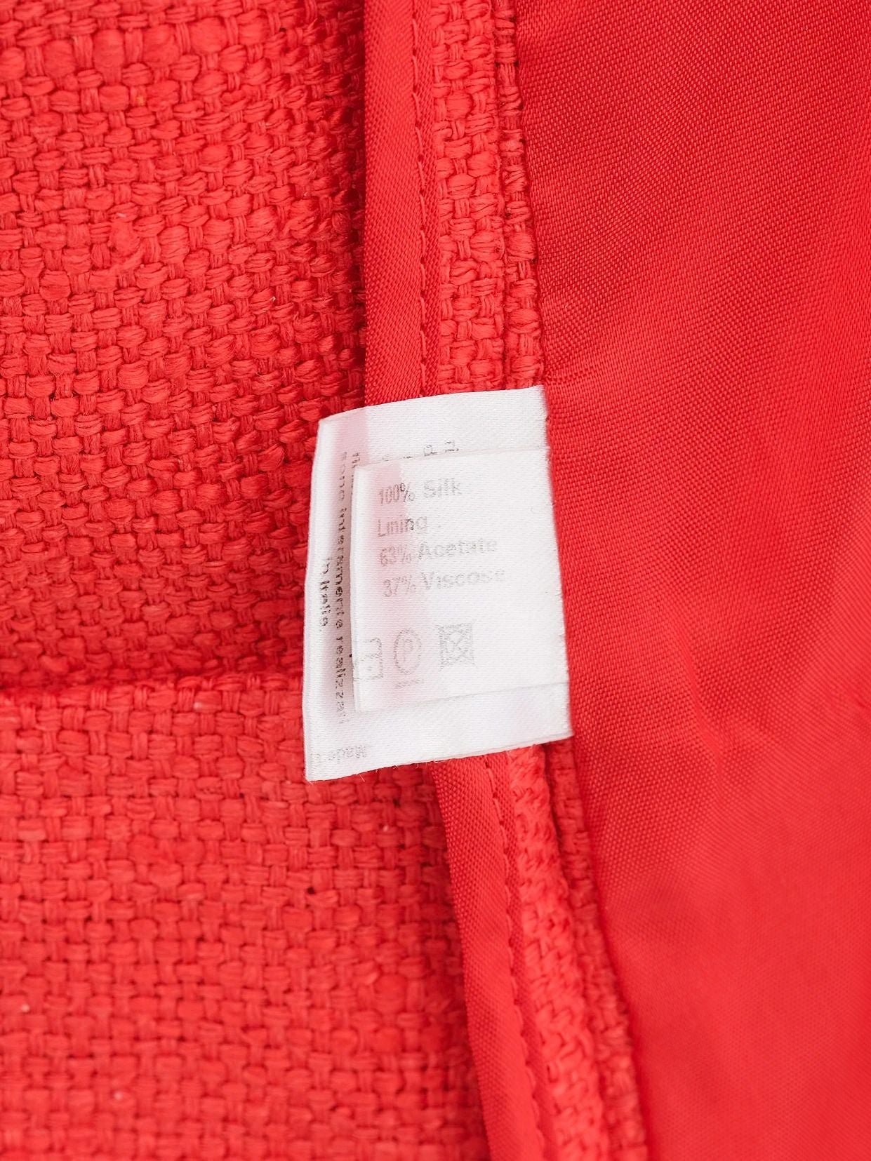 Excellent Luisa Spagnoli Red Silk Jacket Size L with Large Buttons