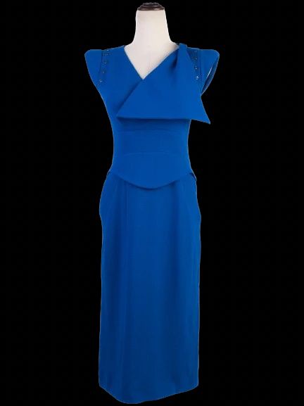 Excellent Antonio Berardi Blue Wool Sleeveless Dress Size M