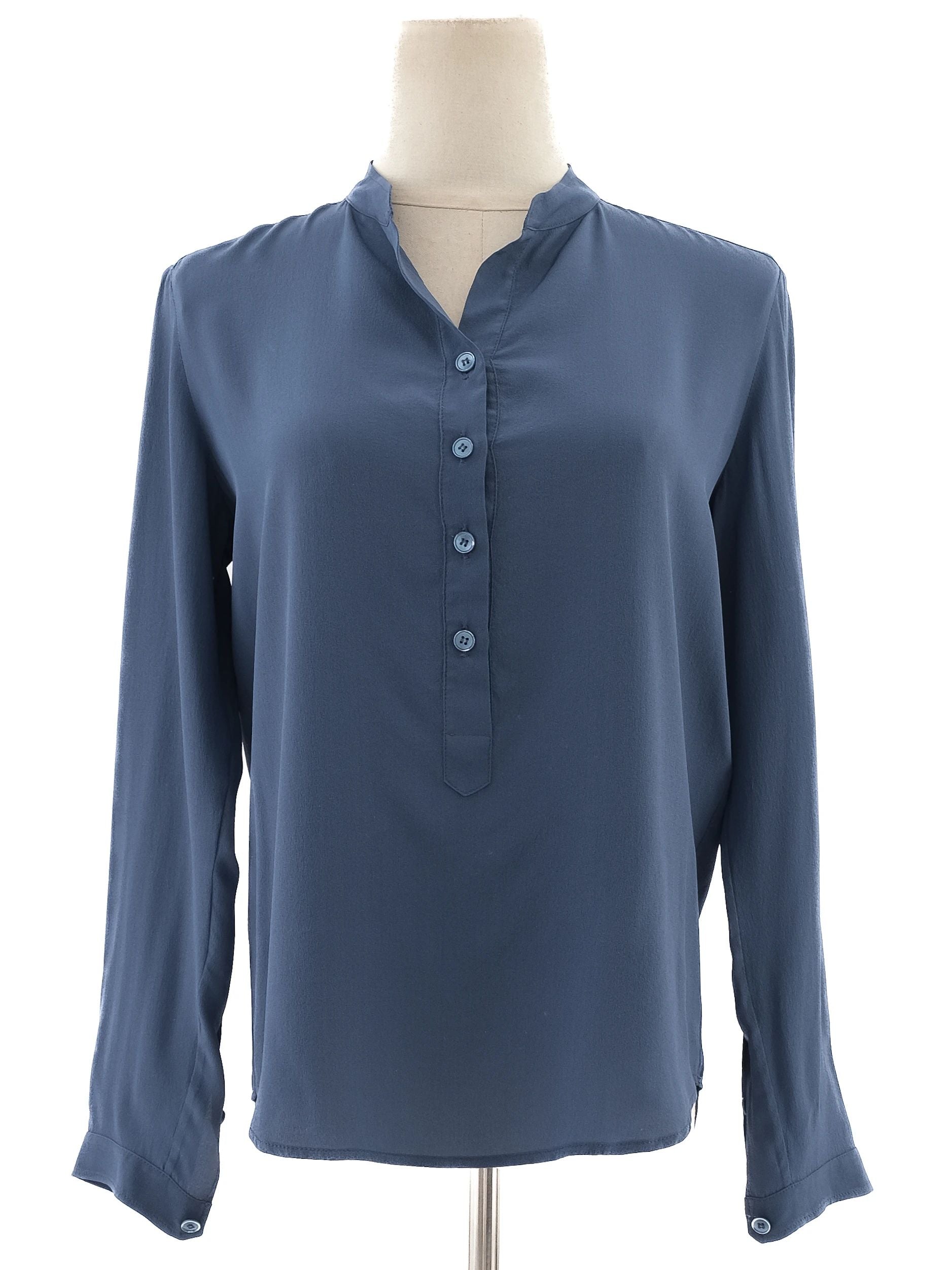 Excellent Stella McCartney Blue Silk Blouse Size XS Long Sleeve