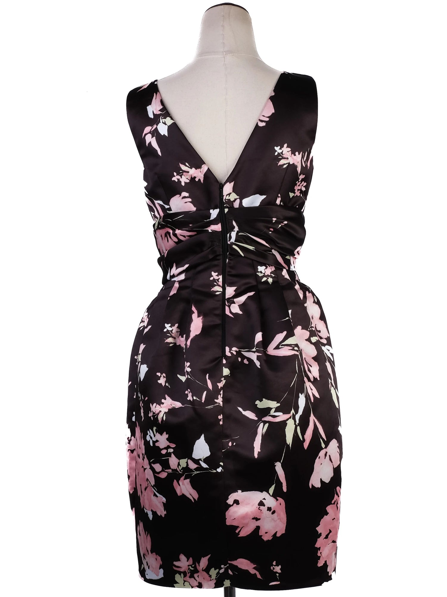 NEW MaxCo Floral Sleeveless Dress Black Pink Polyester Size M