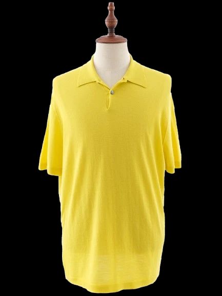 Excellent Hermes Yellow Wool Polo Shirt Size L for Men