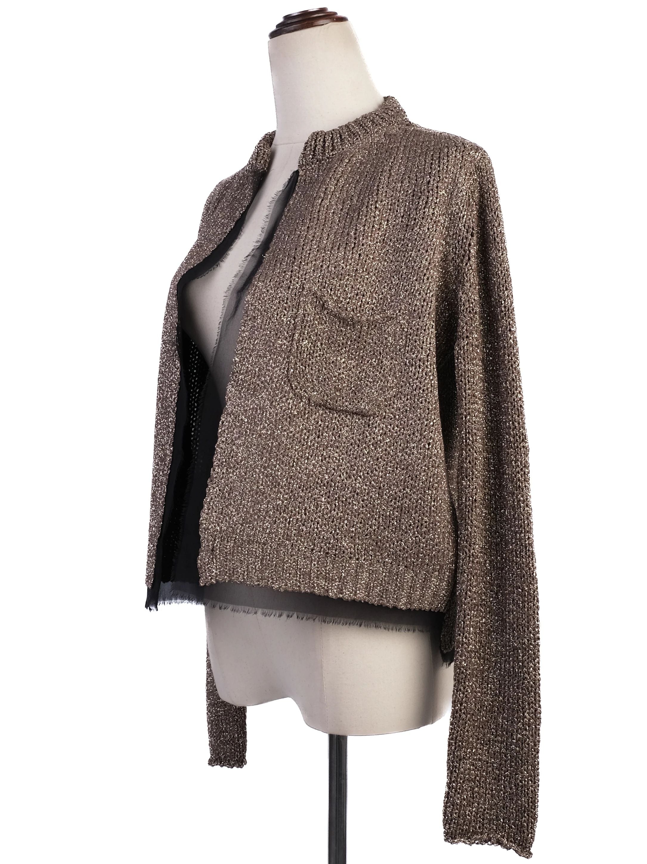Excellent Nude Gray Viscose Knitted Jacket with Pockets Women&