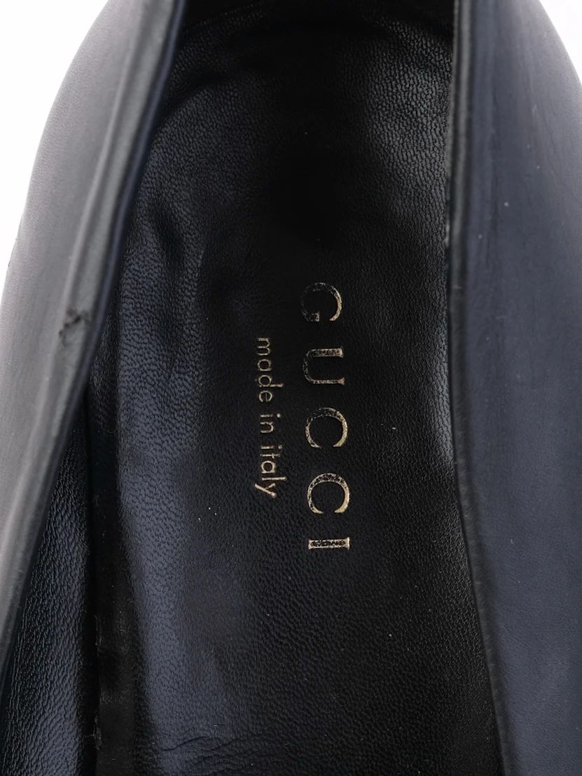 Excellent Gucci Black Leather High-Heeled Platform Shoes Size 36.5