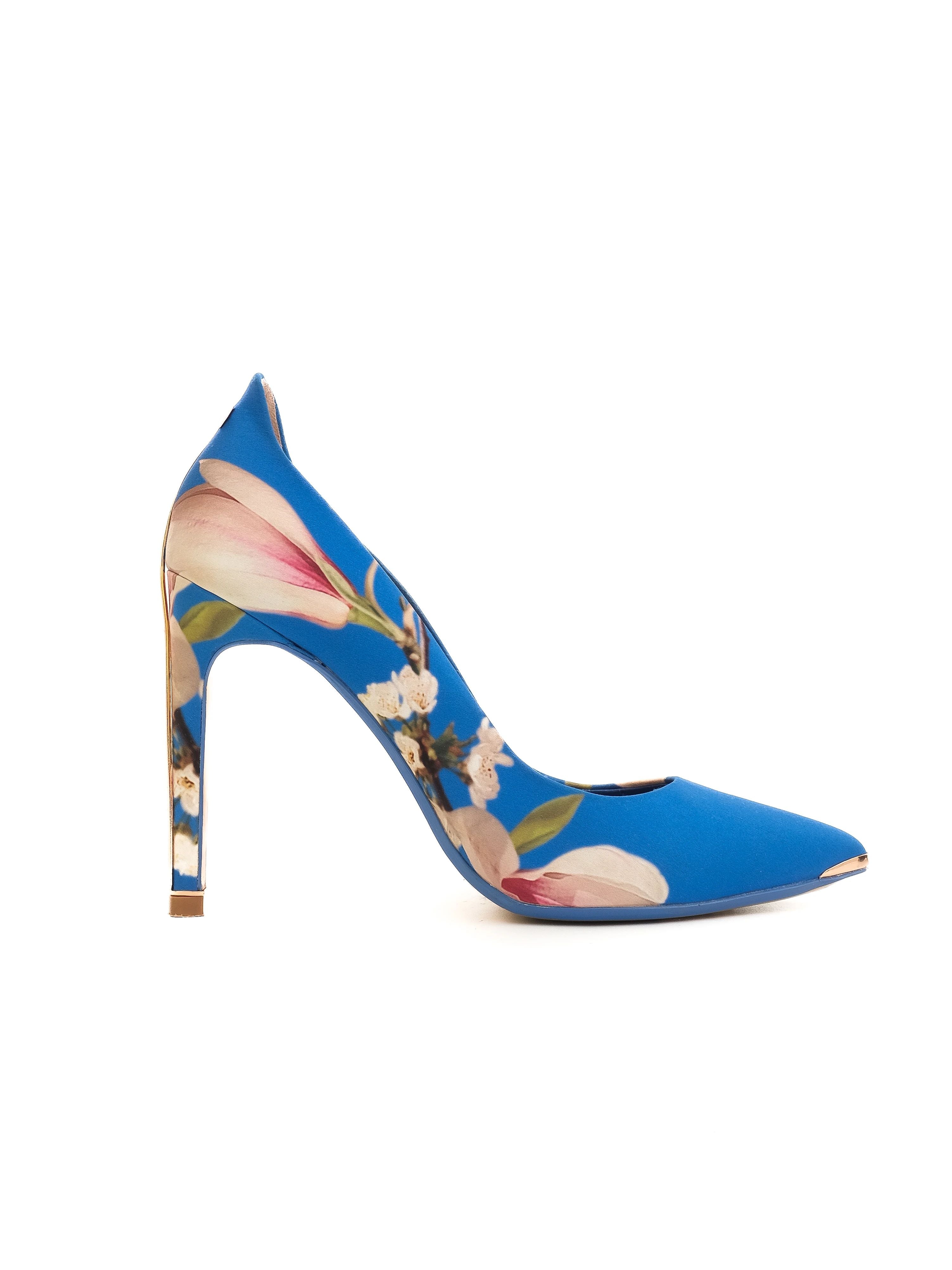 Ted Baker Floral High-Heeled Shoes Blue Stiletto Size 38 Excellent Condition