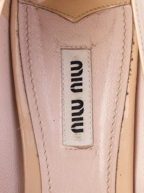 Excellent Miu Miu White Leather High-Heeled Platform Shoes Size 39