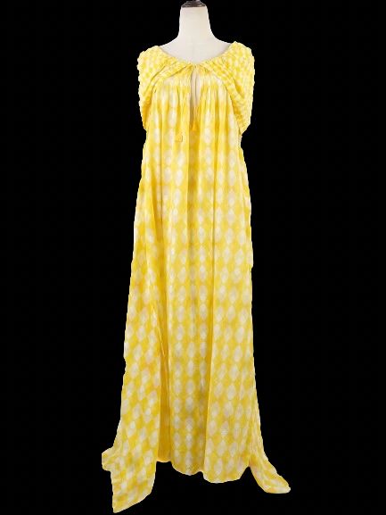 Excellent Thierry Colson Yellow Cotton Long Dress Size L