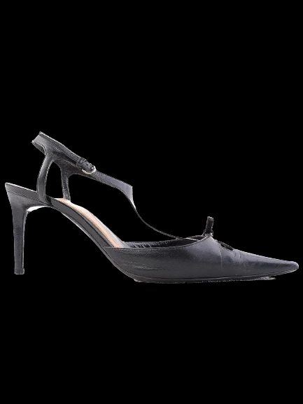 Excellent Bally Black High-Heeled Sandals Size 37.5 with Buckle Detail