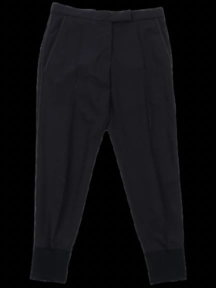 Excellent Brunello Cucinelli Black Wool Pants Cuffed Legs Women&