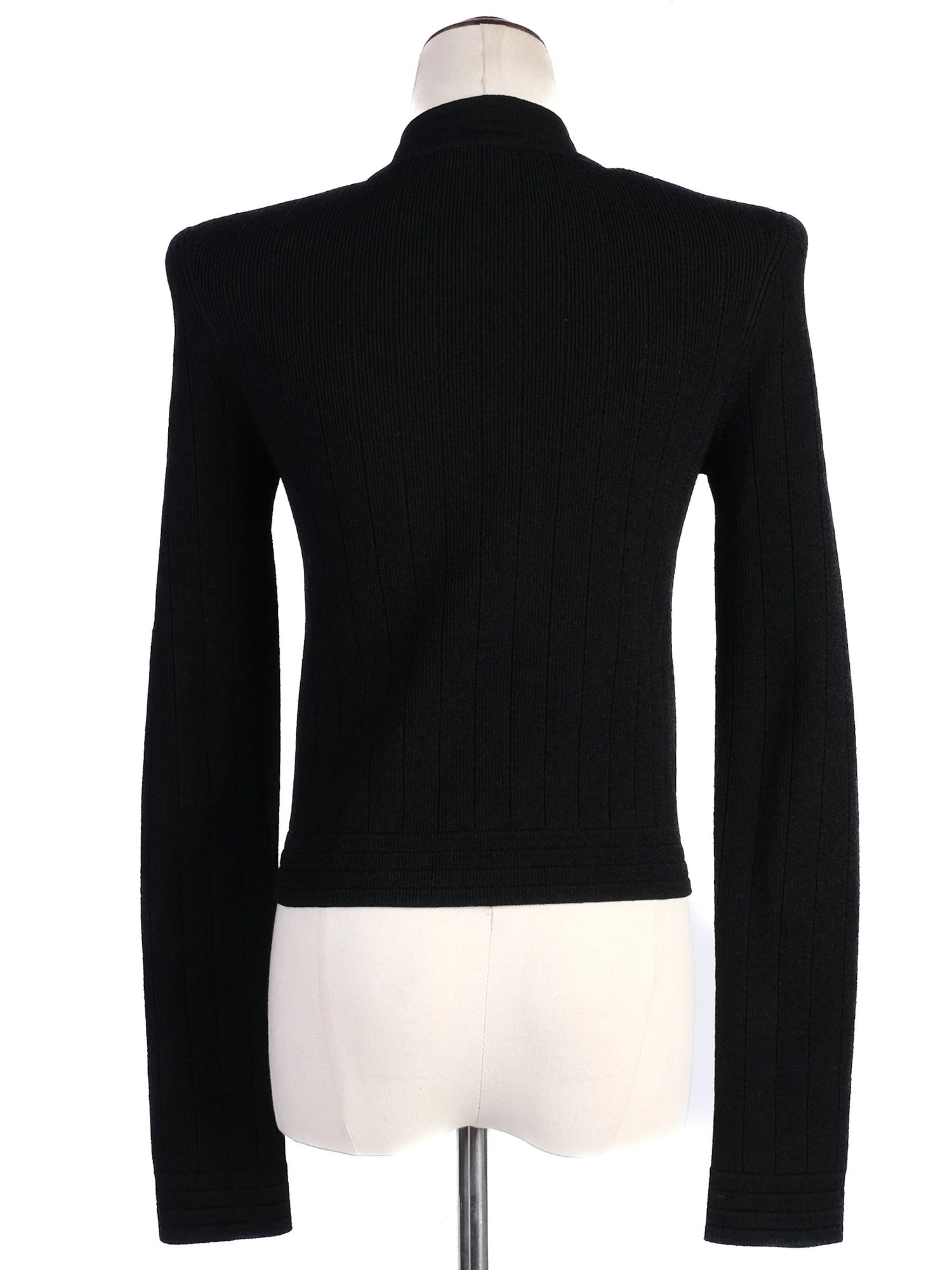 Excellent Balmain Black Ribbed Jacket Gold Buttons Size XS