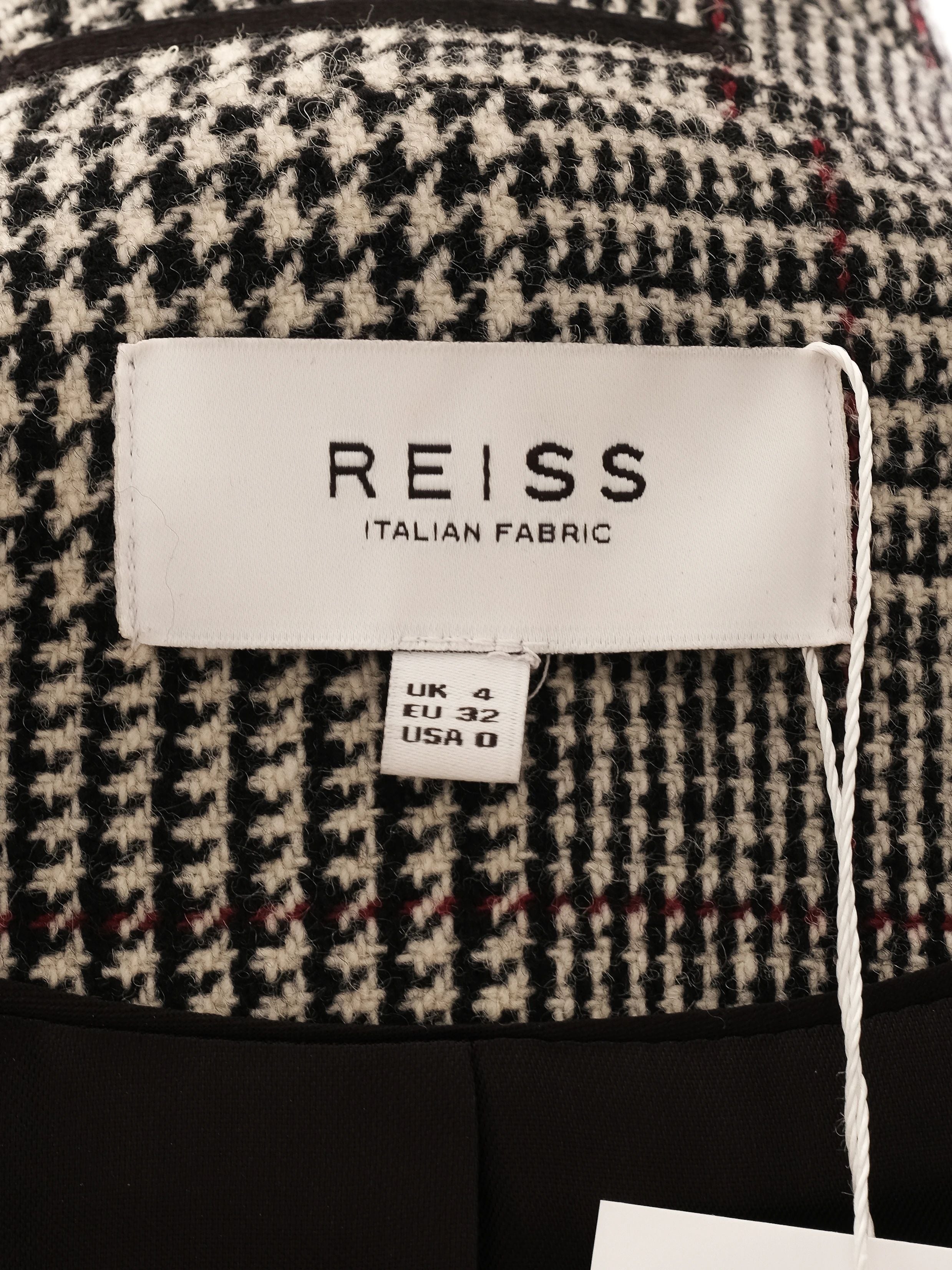 Excellent Reiss Wool Gray Plaid Blazer Double-Breasted Size XXS
